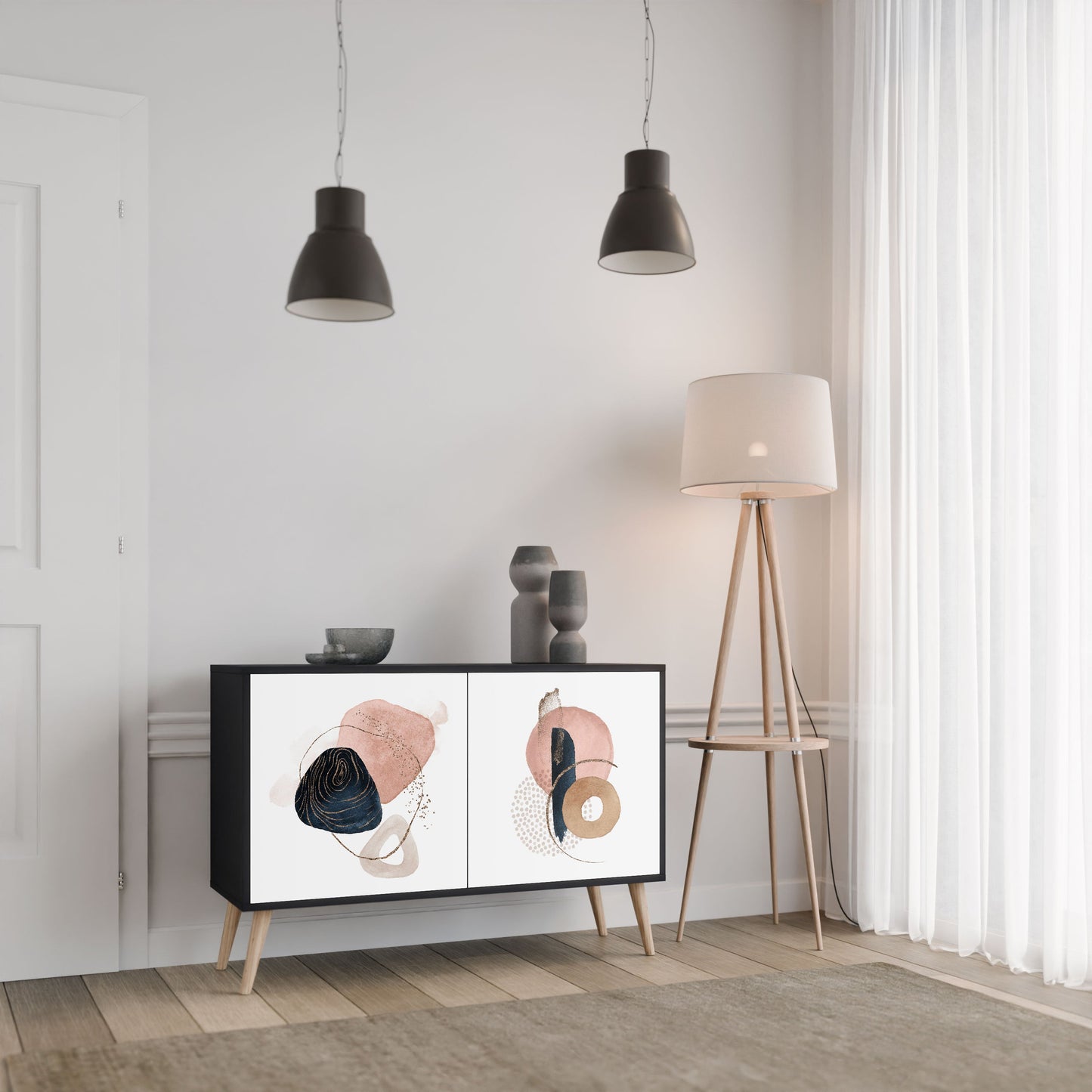 Credenza a 2 ante COLORFUL SHAPES in finitura nera