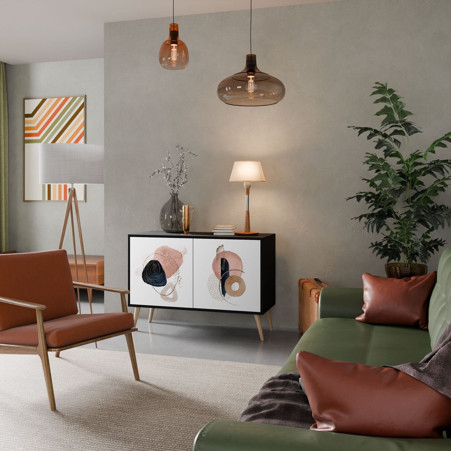 Credenza a 2 ante COLORFUL SHAPES in finitura nera