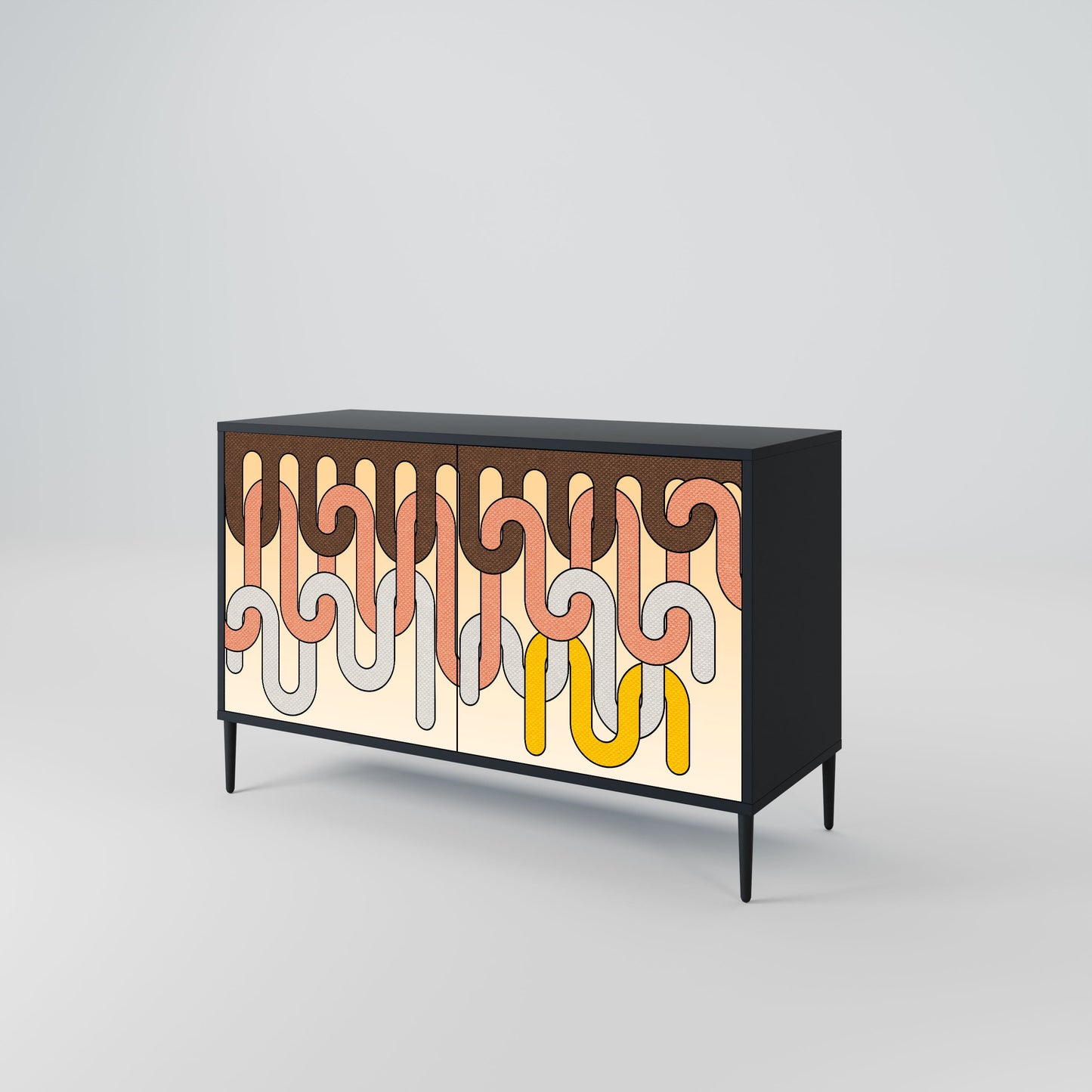Credenza a 2 ante COLORFUL STRINGS in finitura nera