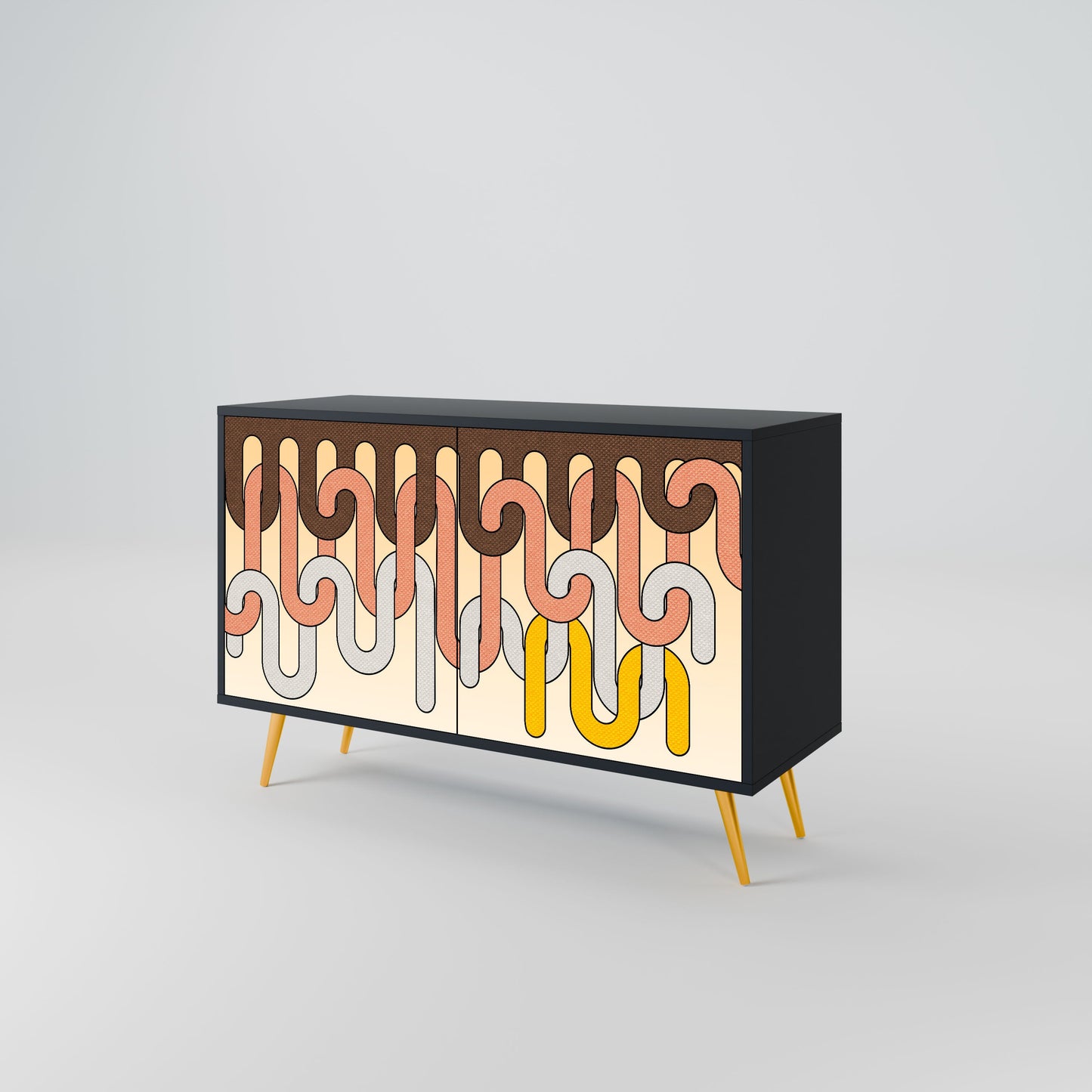 Credenza a 2 ante COLORFUL STRINGS in finitura nera
