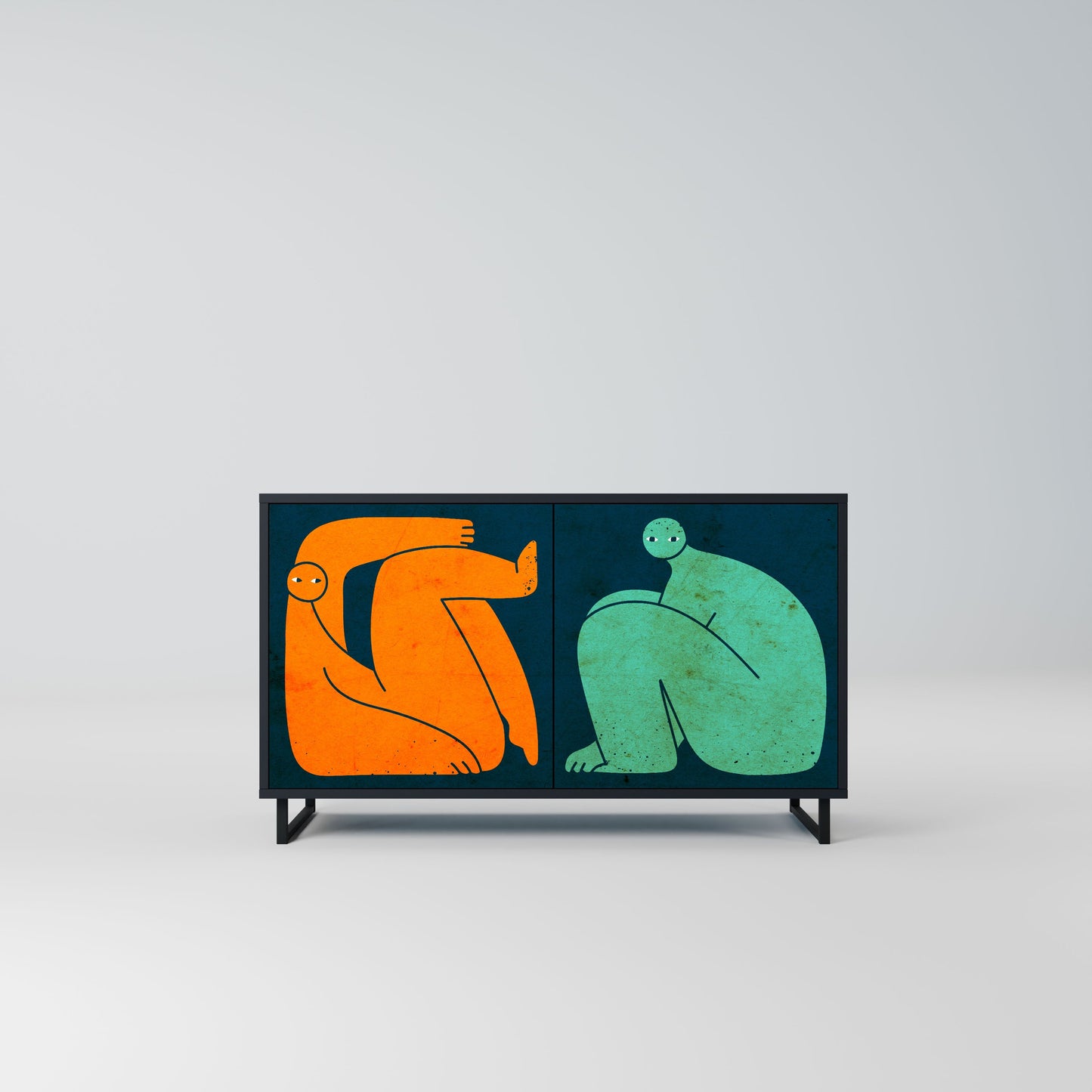 Credenza a 2 ante INSIEME MA SEPARATAMENTE in finitura nera
