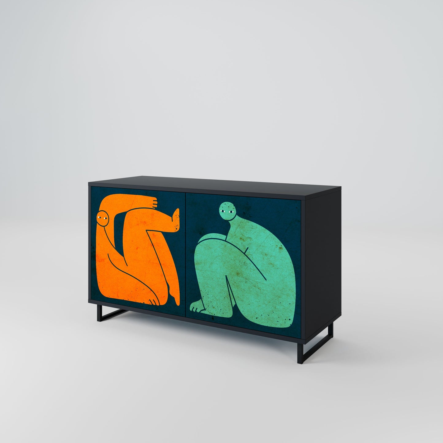 Credenza a 2 ante INSIEME MA SEPARATAMENTE in finitura nera