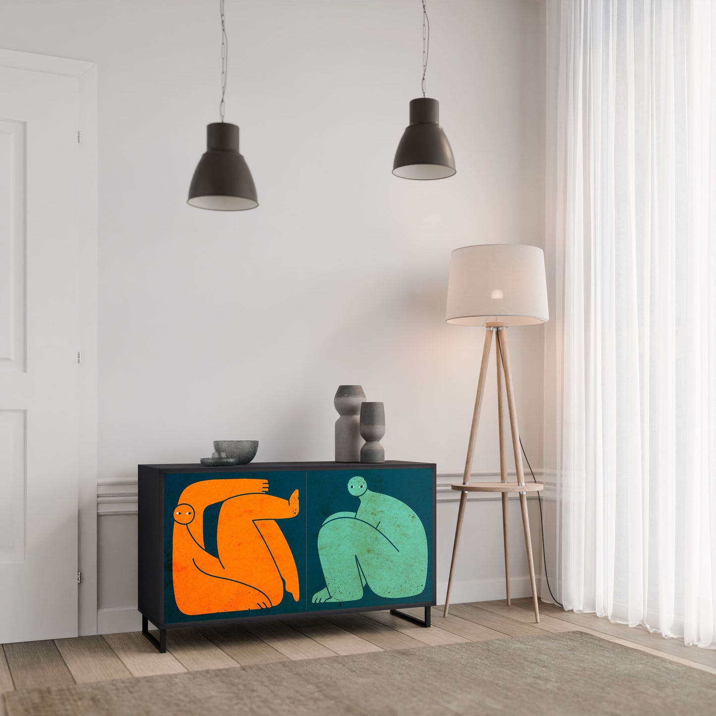 Credenza a 2 ante INSIEME MA SEPARATAMENTE in finitura nera