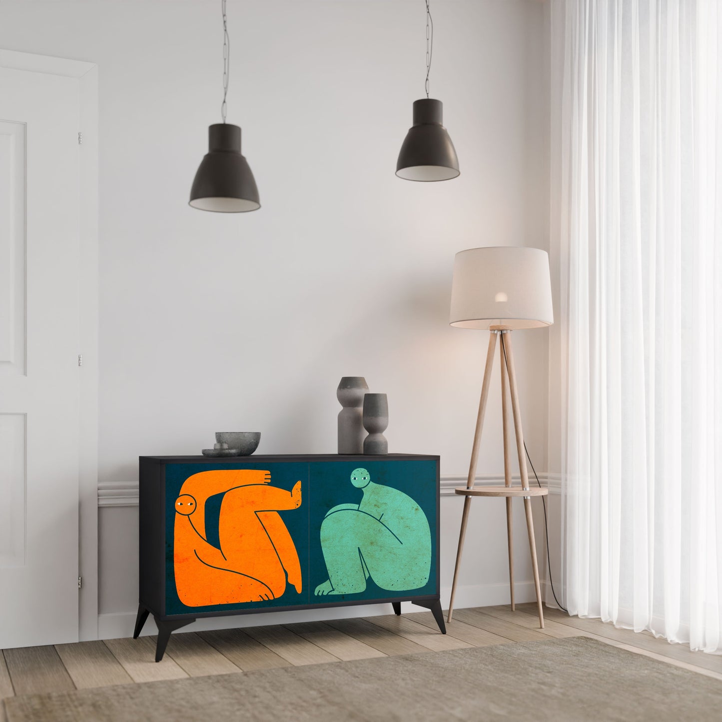 Credenza a 2 ante INSIEME MA SEPARATAMENTE in finitura nera