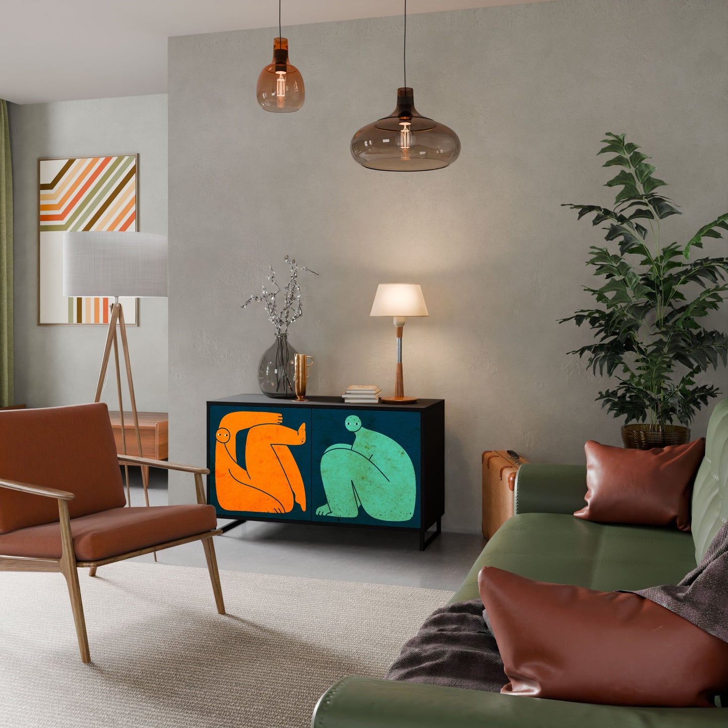Credenza a 2 ante INSIEME MA SEPARATAMENTE in finitura nera