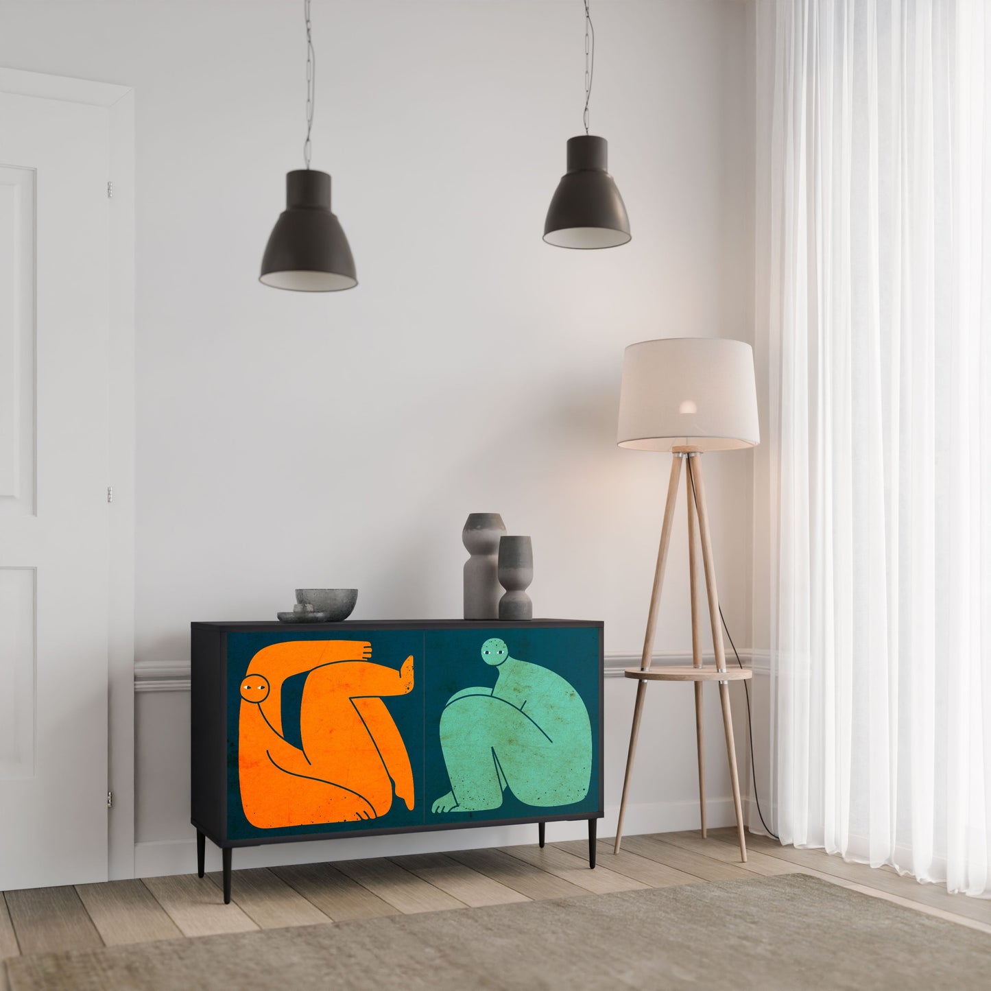 Credenza a 2 ante INSIEME MA SEPARATAMENTE in finitura nera