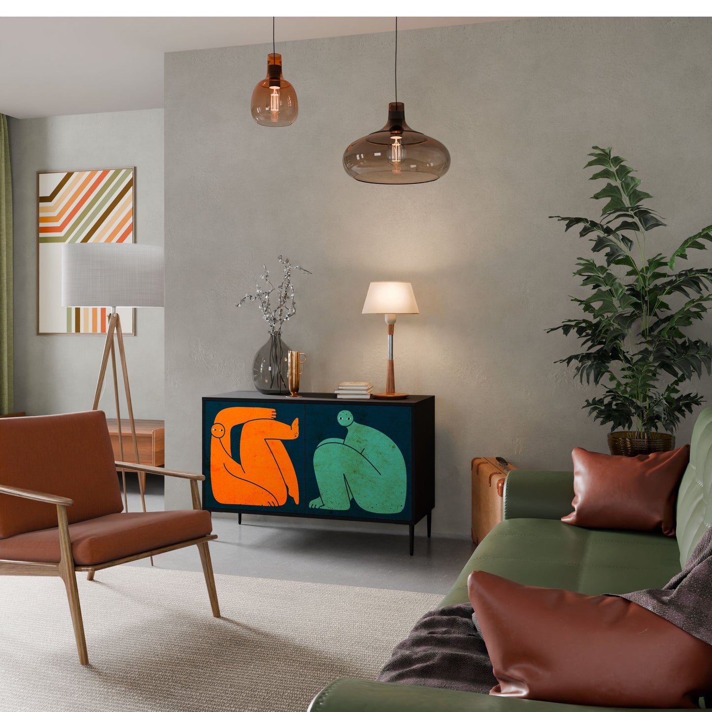 Credenza a 2 ante INSIEME MA SEPARATAMENTE in finitura nera