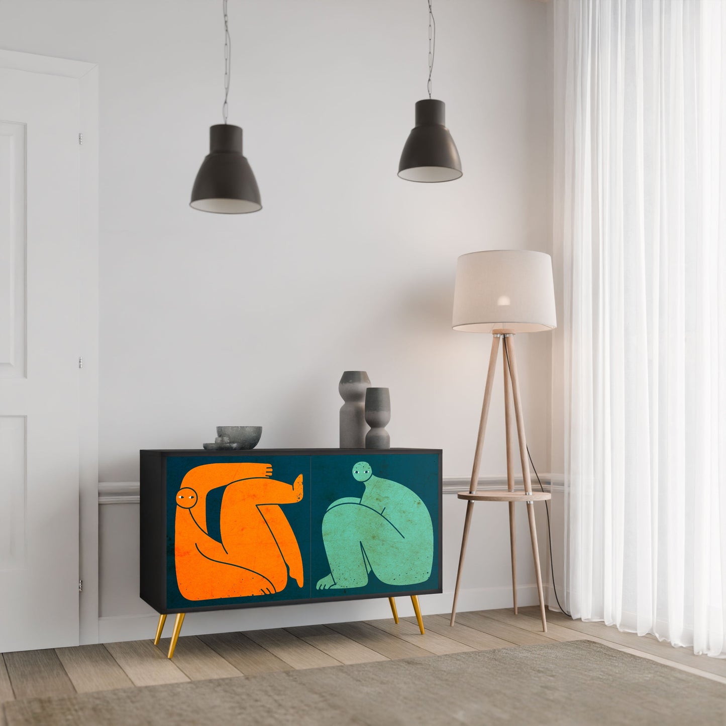 Credenza a 2 ante INSIEME MA SEPARATAMENTE in finitura nera