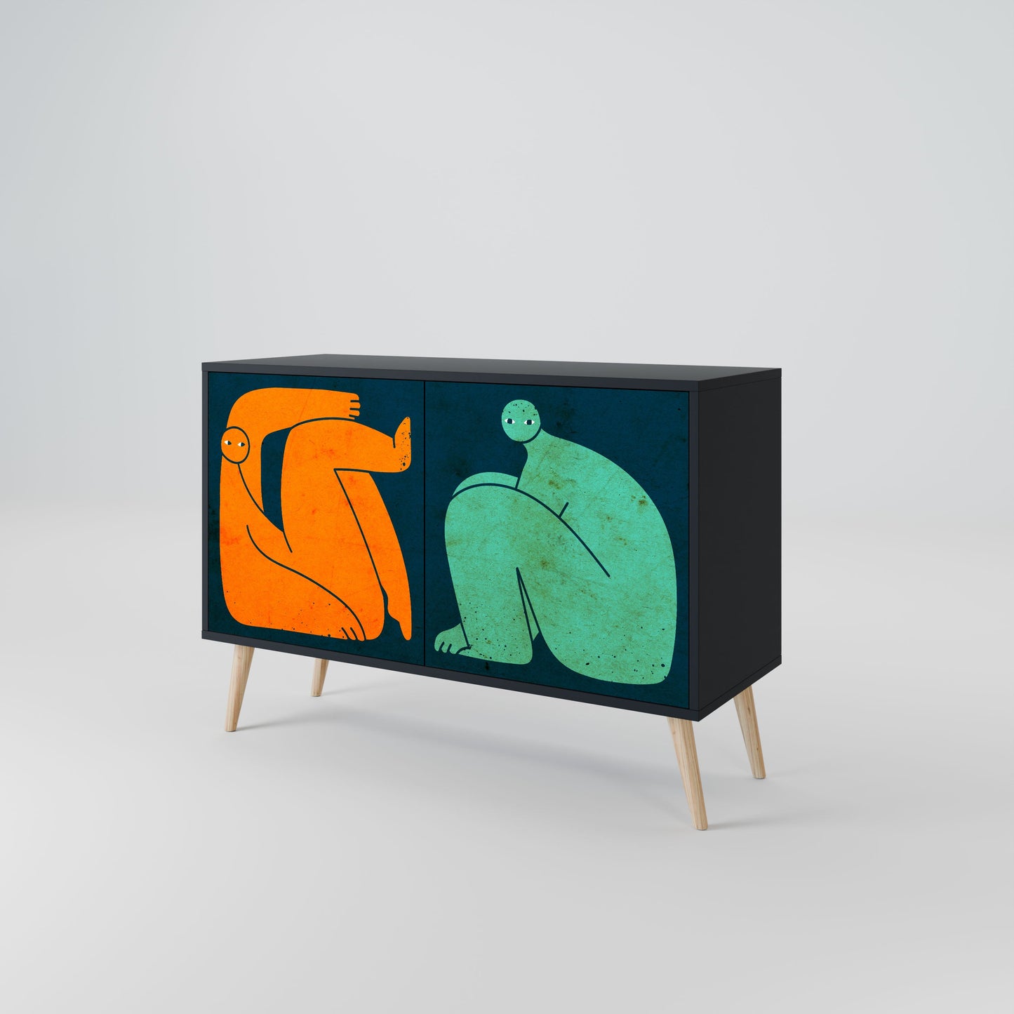 Credenza a 2 ante INSIEME MA SEPARATAMENTE in finitura nera