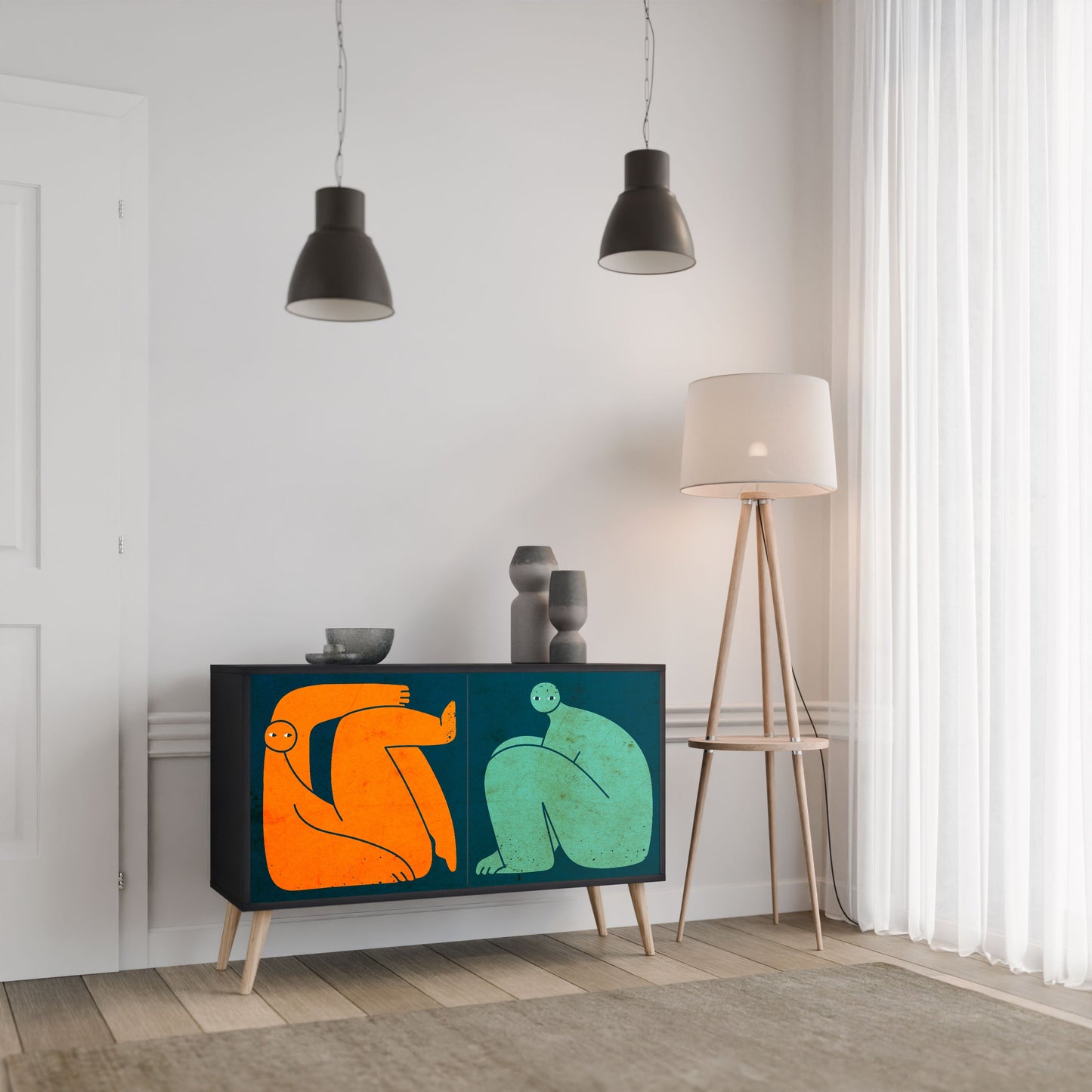 Credenza a 2 ante INSIEME MA SEPARATAMENTE in finitura nera