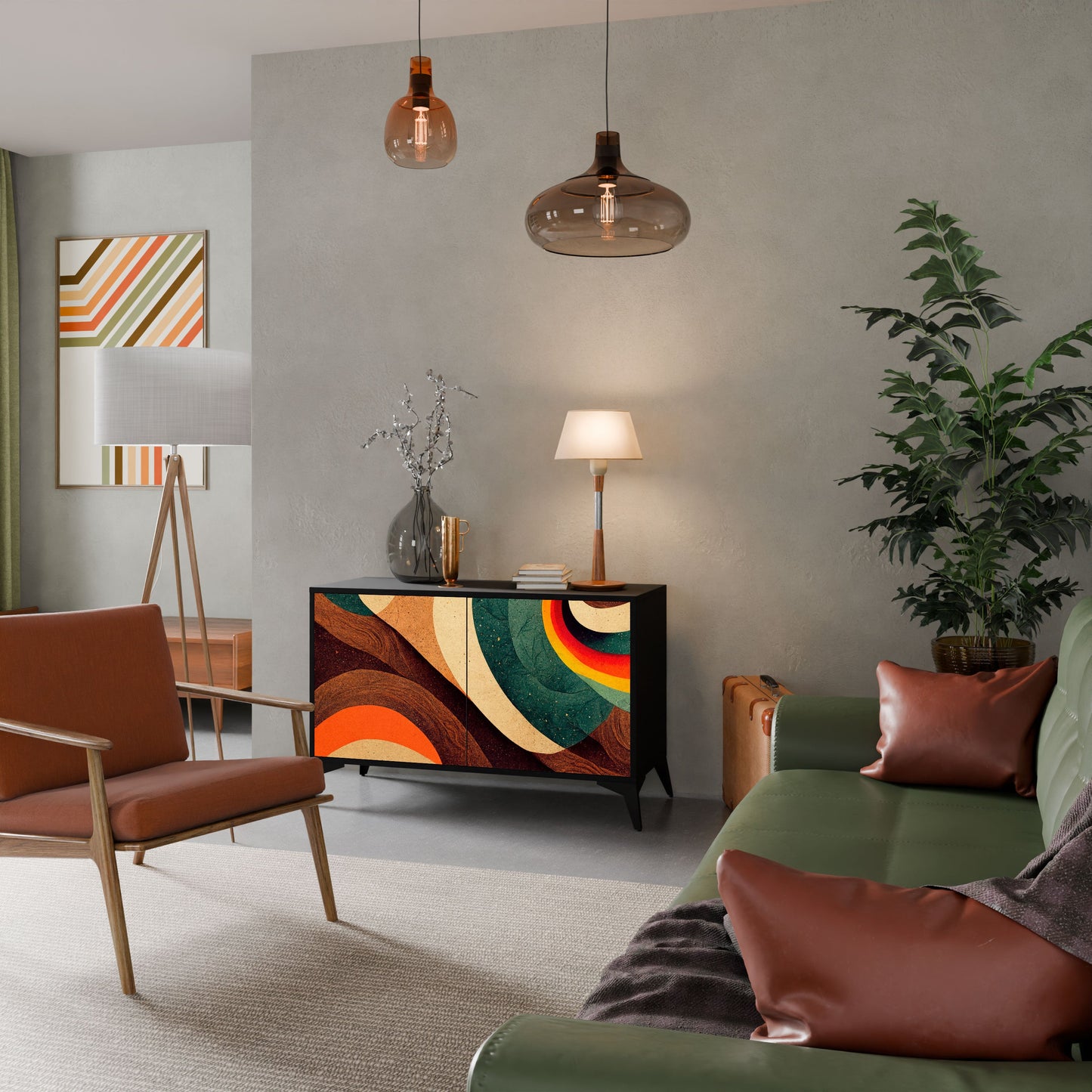 Credenza a 2 ante COLORFUL STRANDS in finitura nera