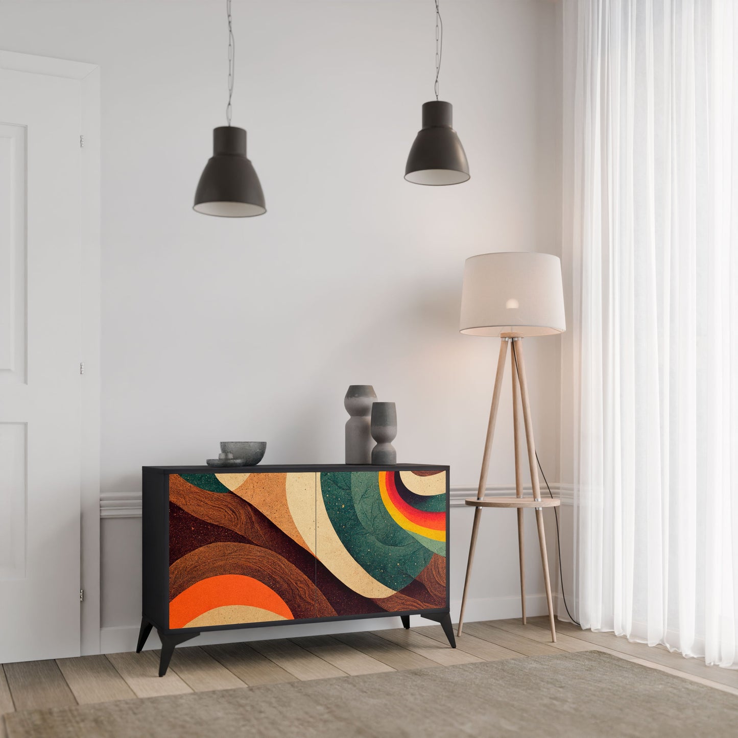 Credenza a 2 ante COLORFUL STRANDS in finitura nera