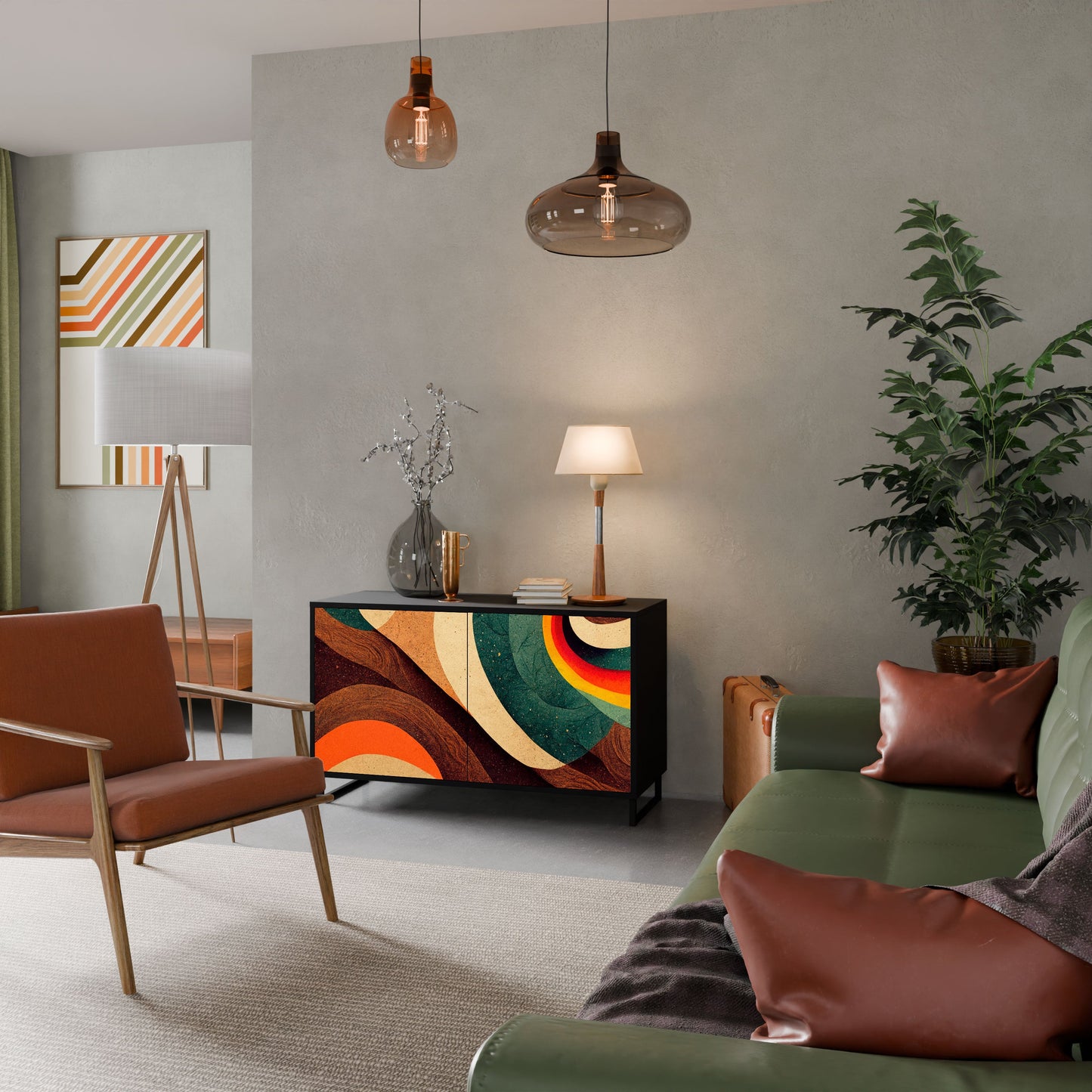 Credenza a 2 ante COLORFUL STRANDS in finitura nera