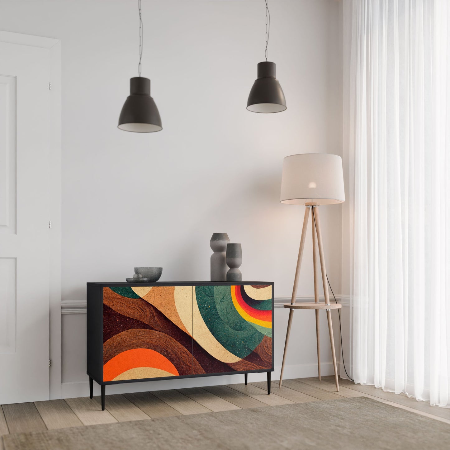 Credenza a 2 ante COLORFUL STRANDS in finitura nera