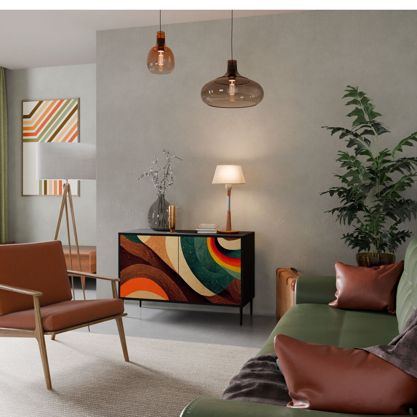 Credenza a 2 ante COLORFUL STRANDS in finitura nera