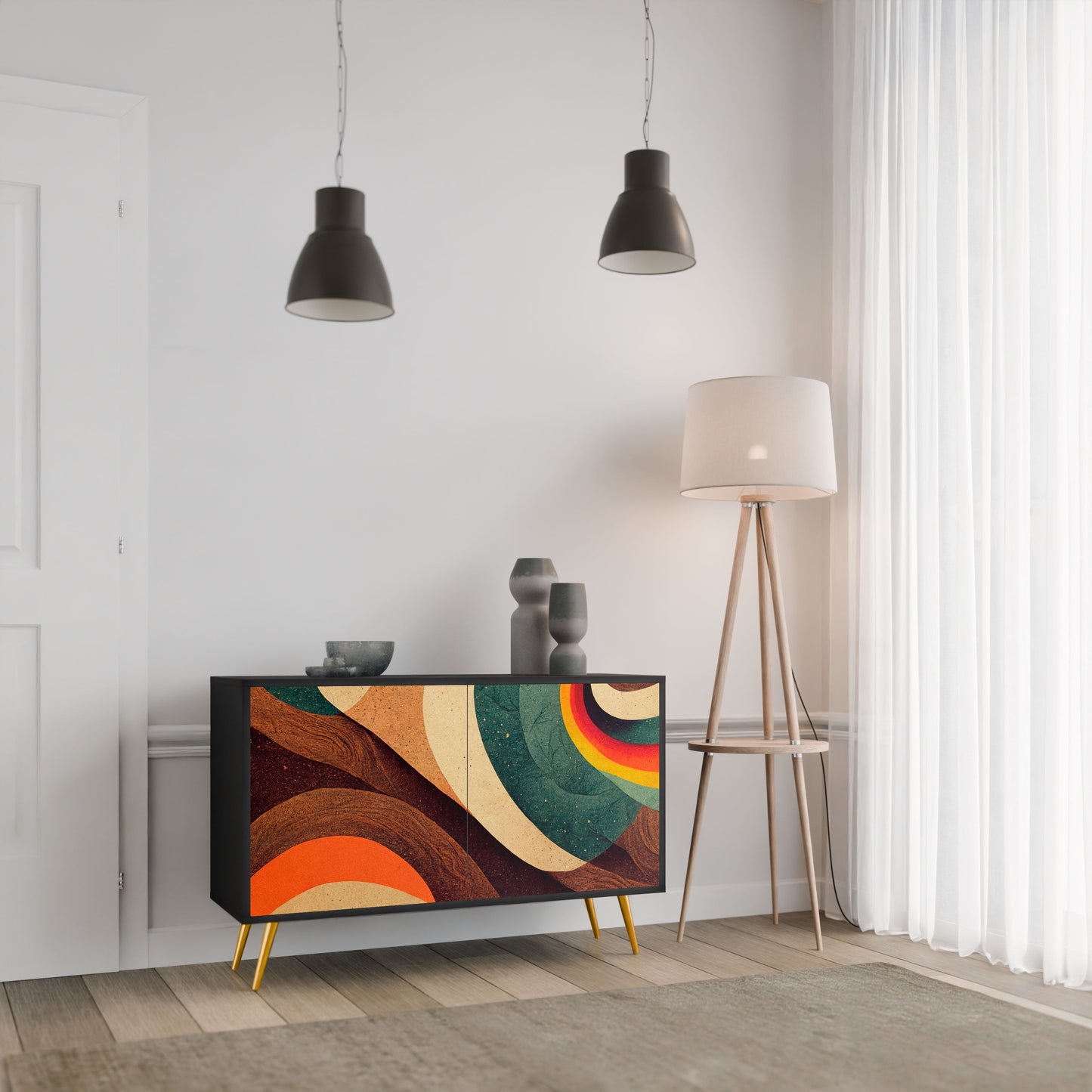Credenza a 2 ante COLORFUL STRANDS in finitura nera