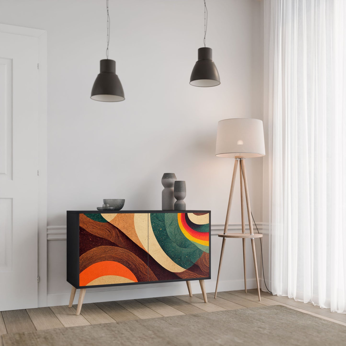 Credenza a 2 ante COLORFUL STRANDS in finitura nera