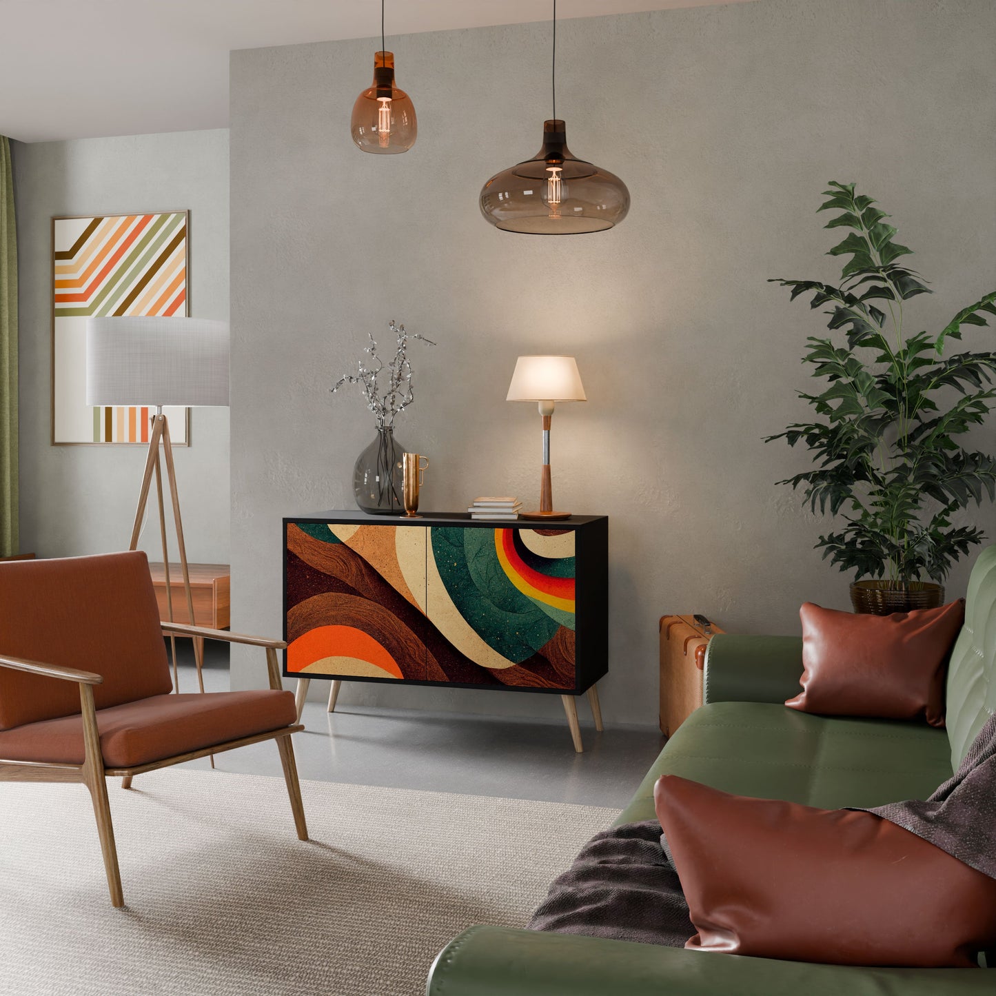 Credenza a 2 ante COLORFUL STRANDS in finitura nera