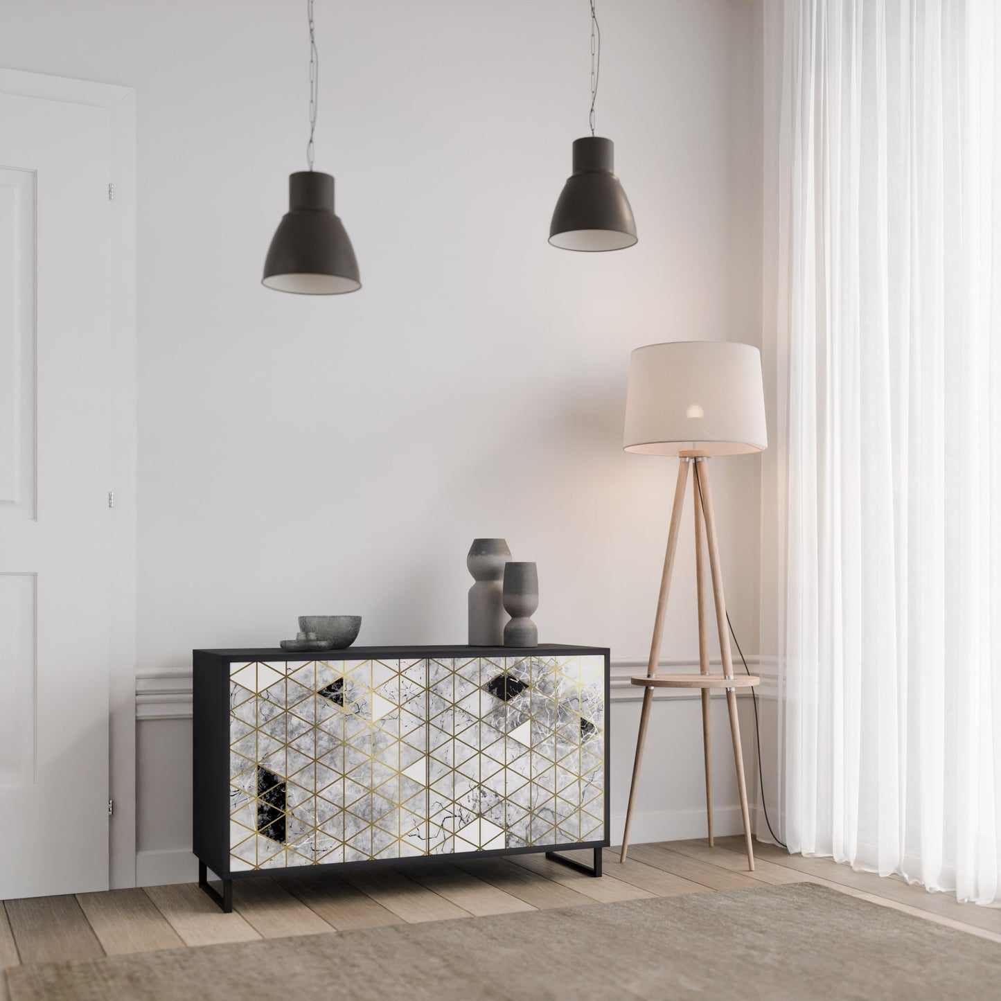 Credenza ASHEN ARIA a 2 ante in finitura nera