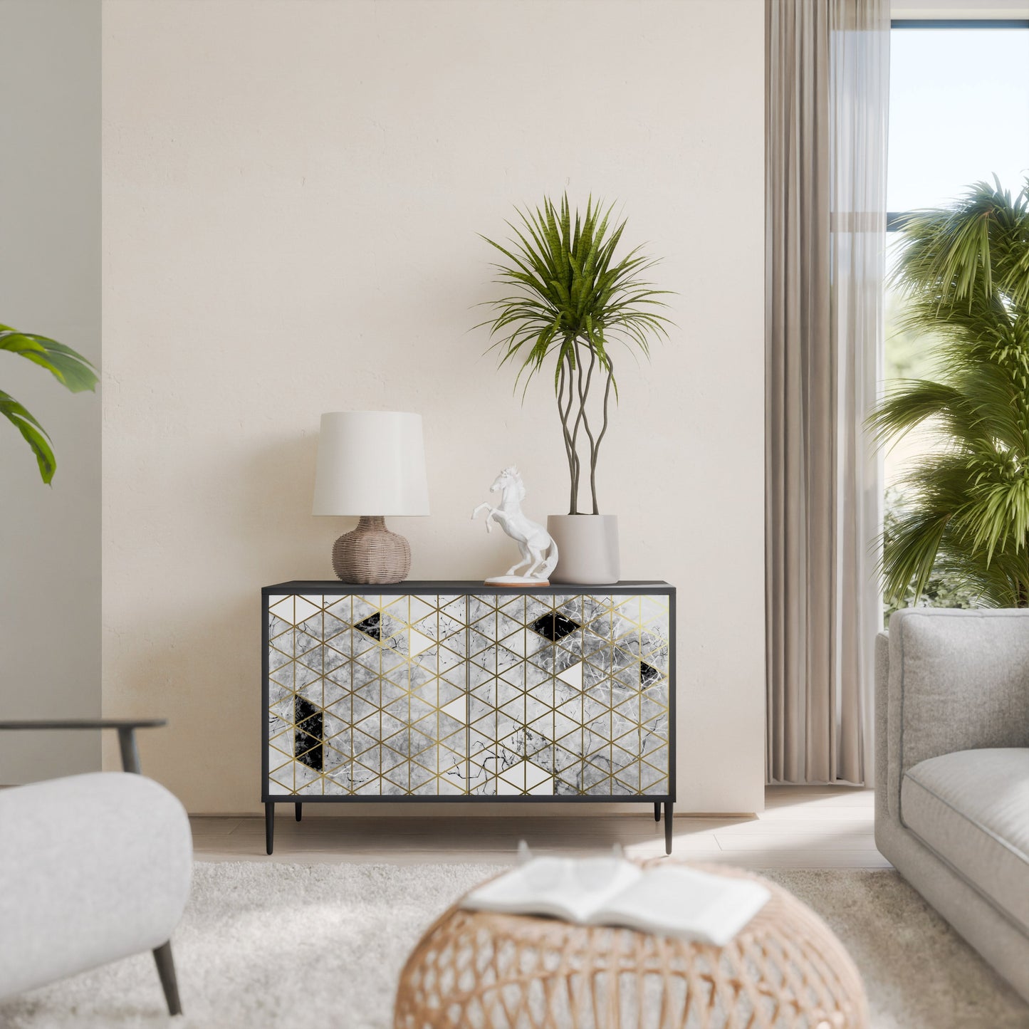 Credenza ASHEN ARIA a 2 ante in finitura nera