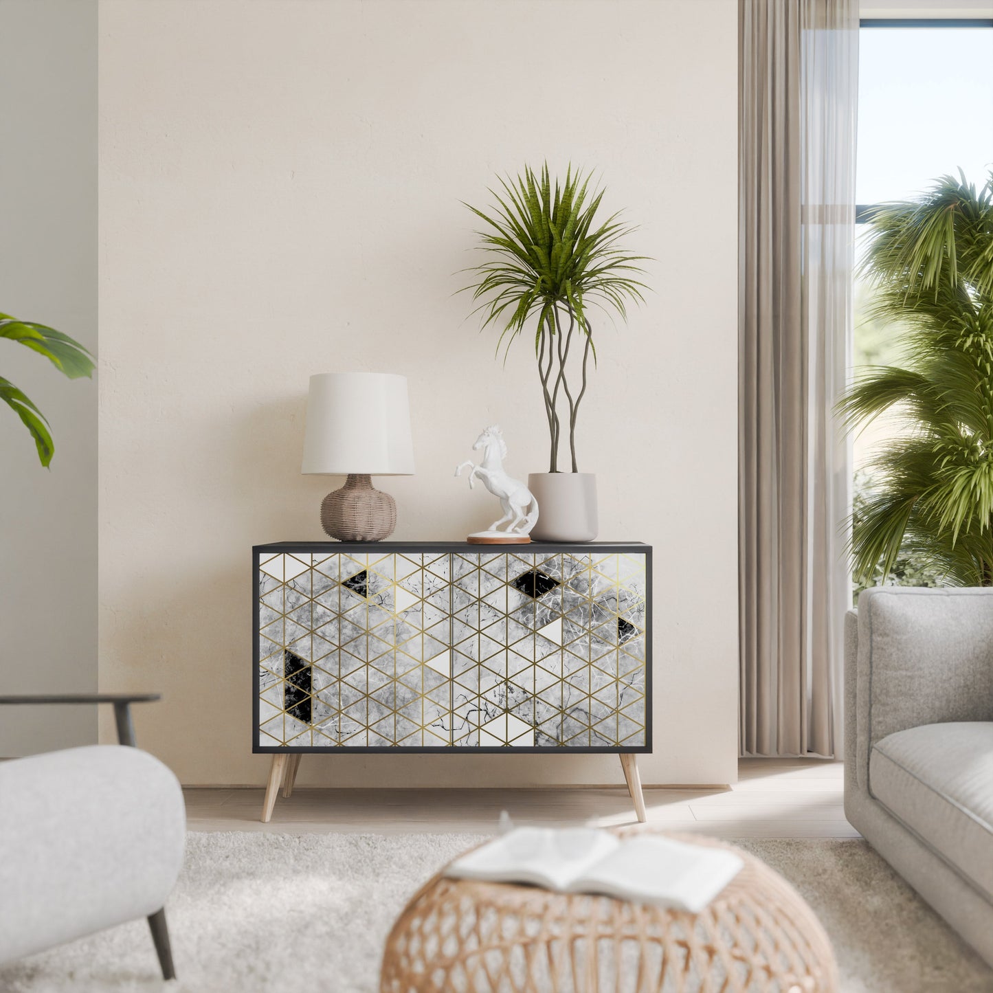 Credenza ASHEN ARIA a 2 ante in finitura nera