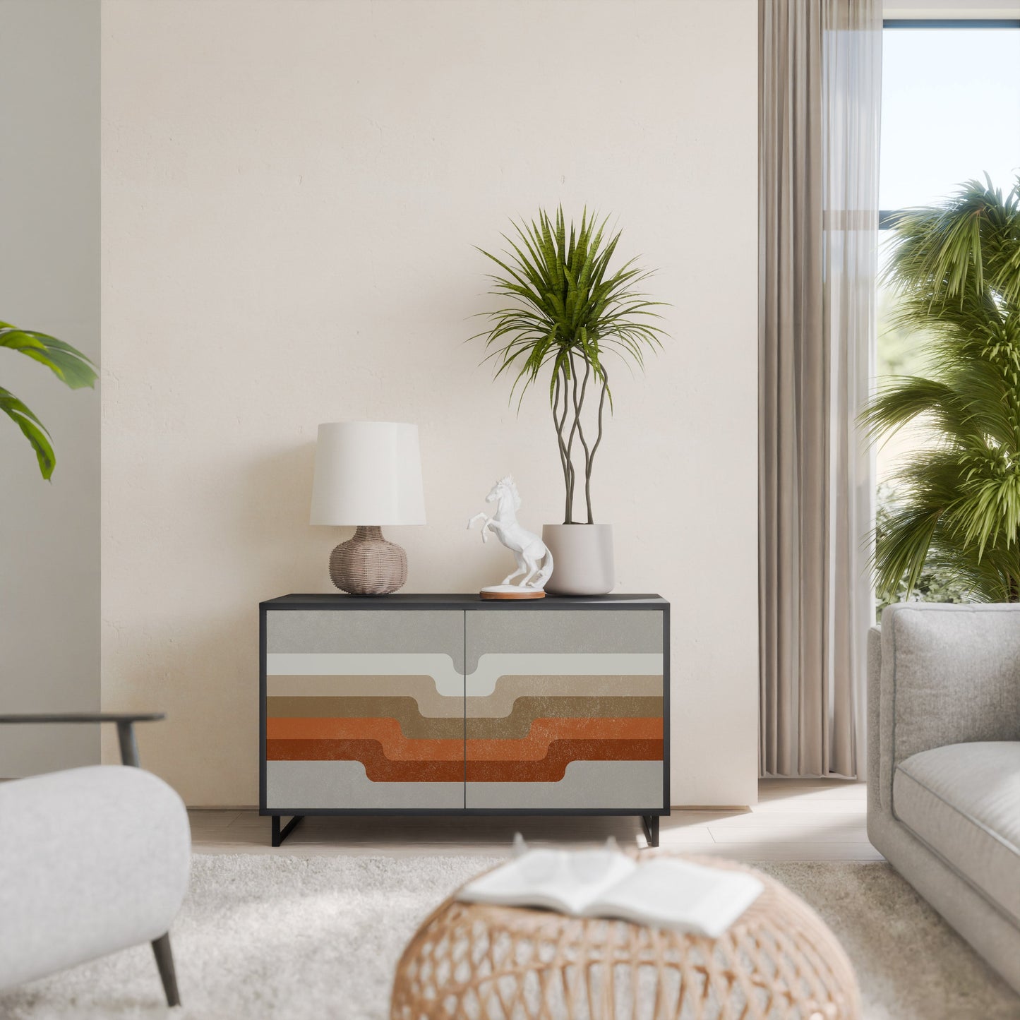 Credenza a 2 ante PECULIAR TRAIL in finitura nera