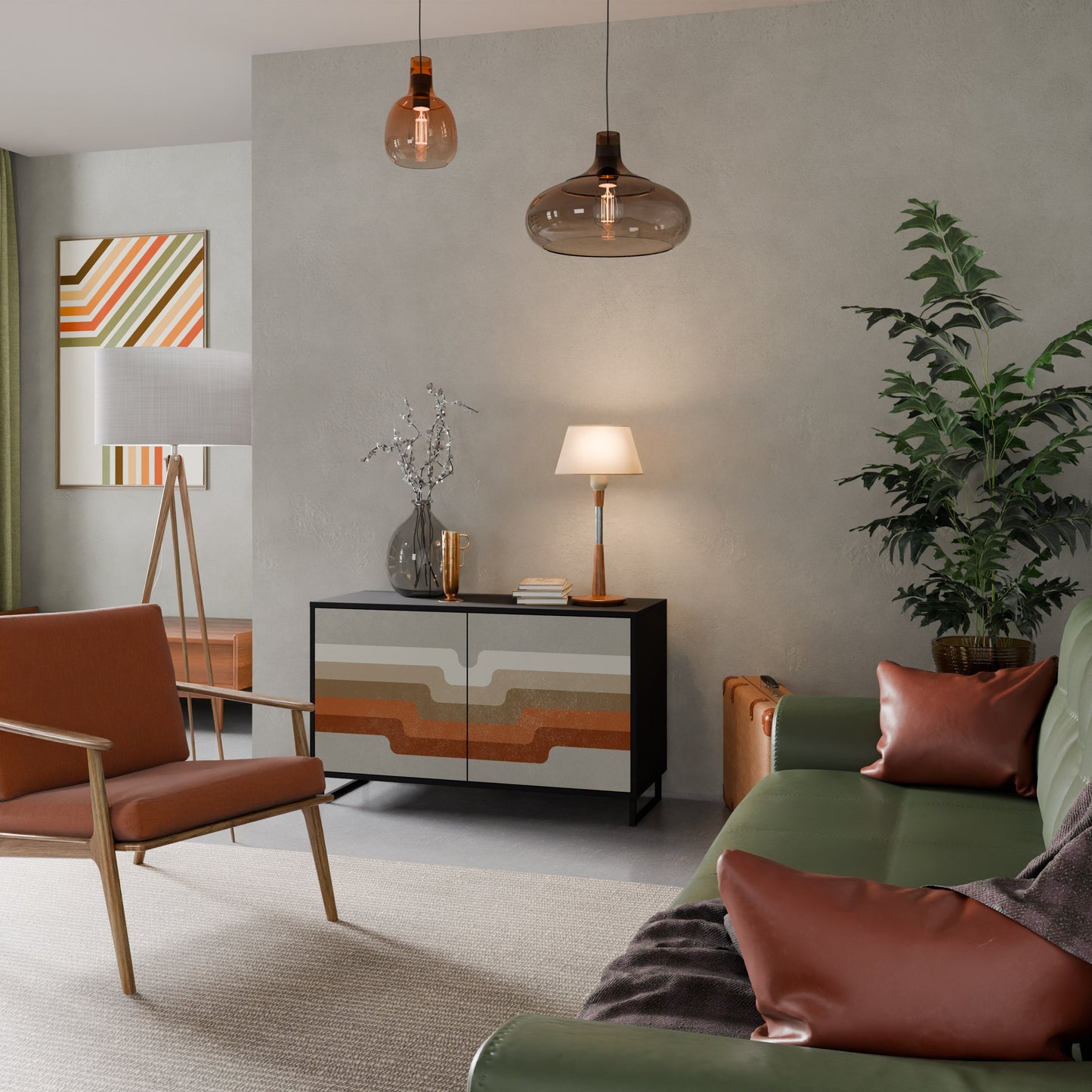 Credenza a 2 ante PECULIAR TRAIL in finitura nera