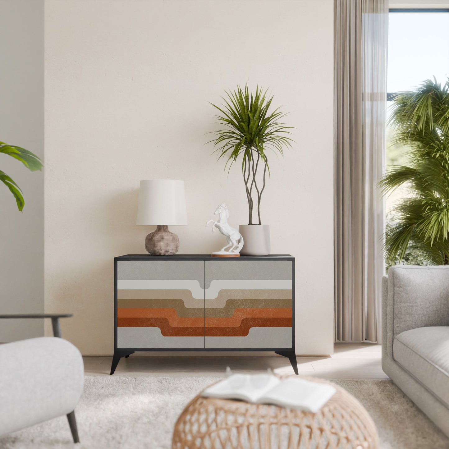 Credenza a 2 ante PECULIAR TRAIL in finitura nera