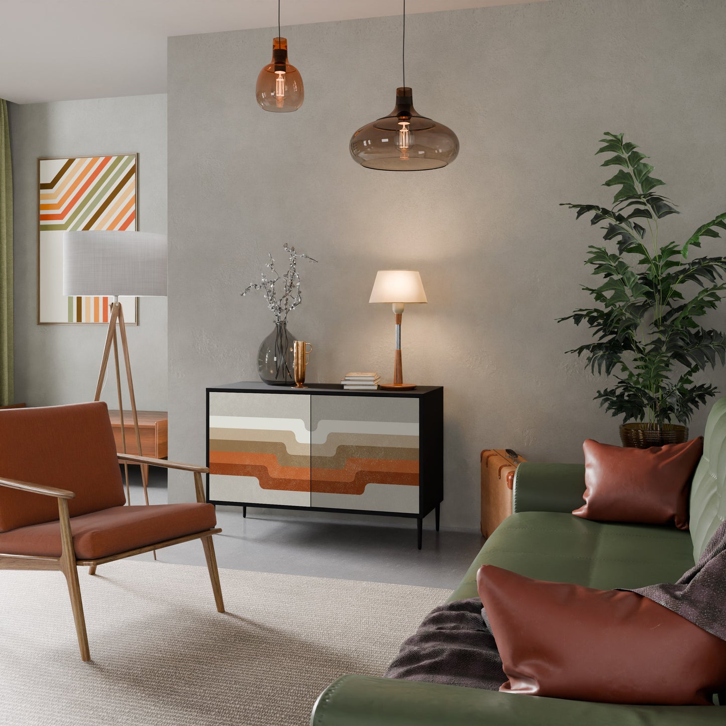 Credenza a 2 ante PECULIAR TRAIL in finitura nera