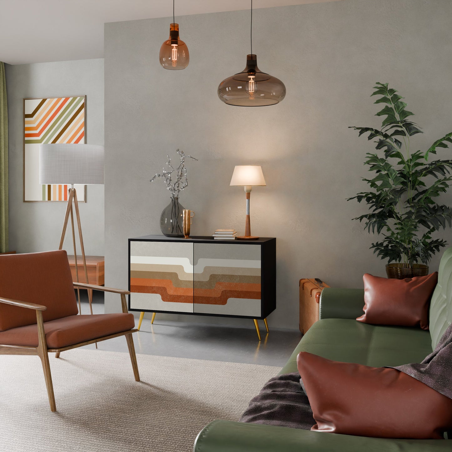 Credenza a 2 ante PECULIAR TRAIL in finitura nera