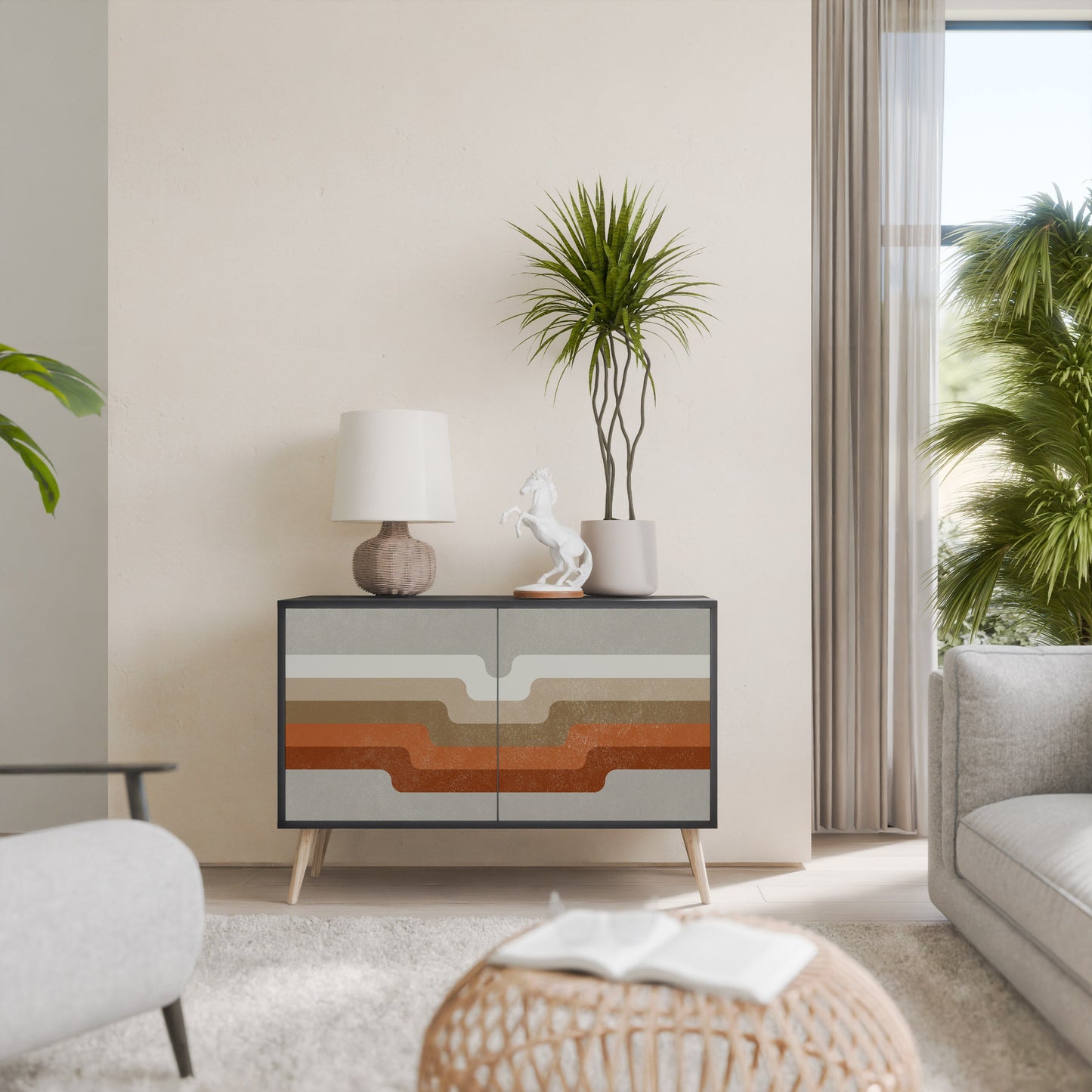 Credenza a 2 ante PECULIAR TRAIL in finitura nera