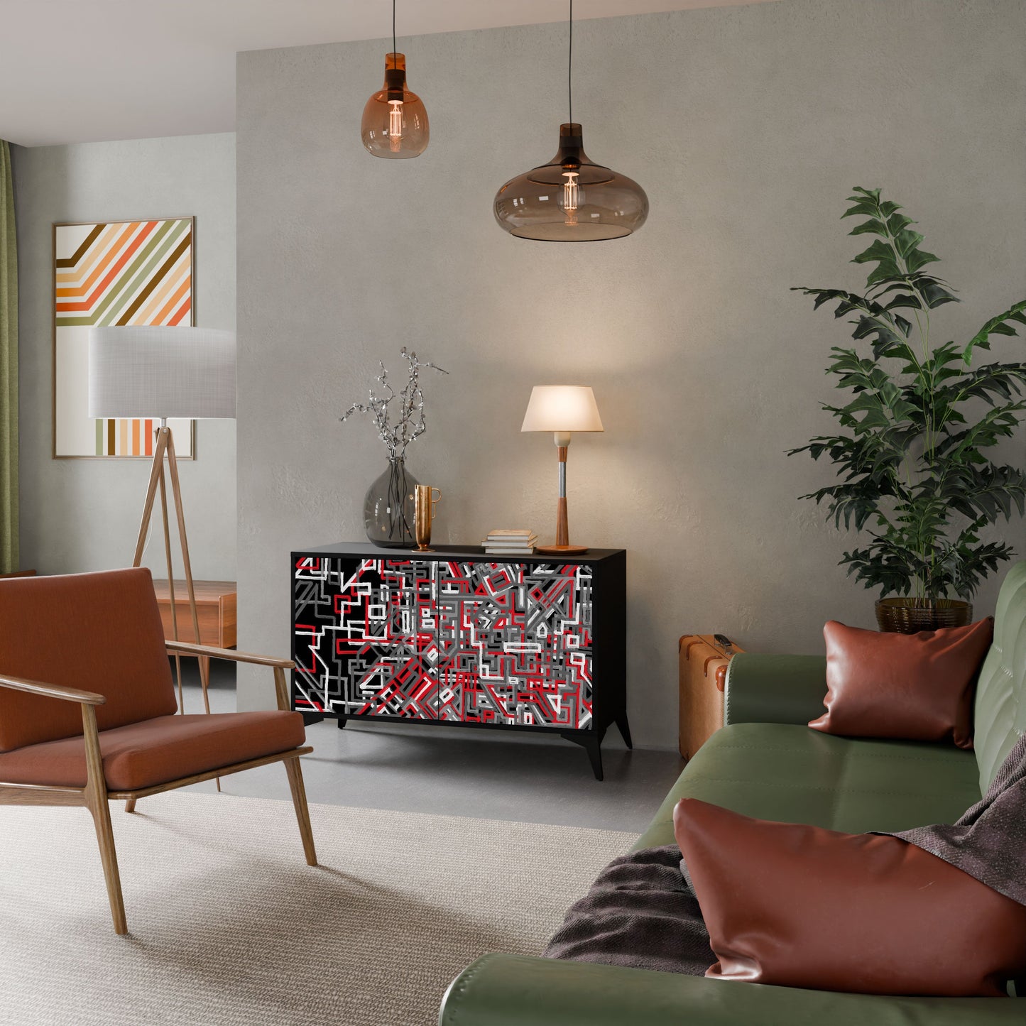 Credenza BROKEN LINES a 2 ante in finitura nera