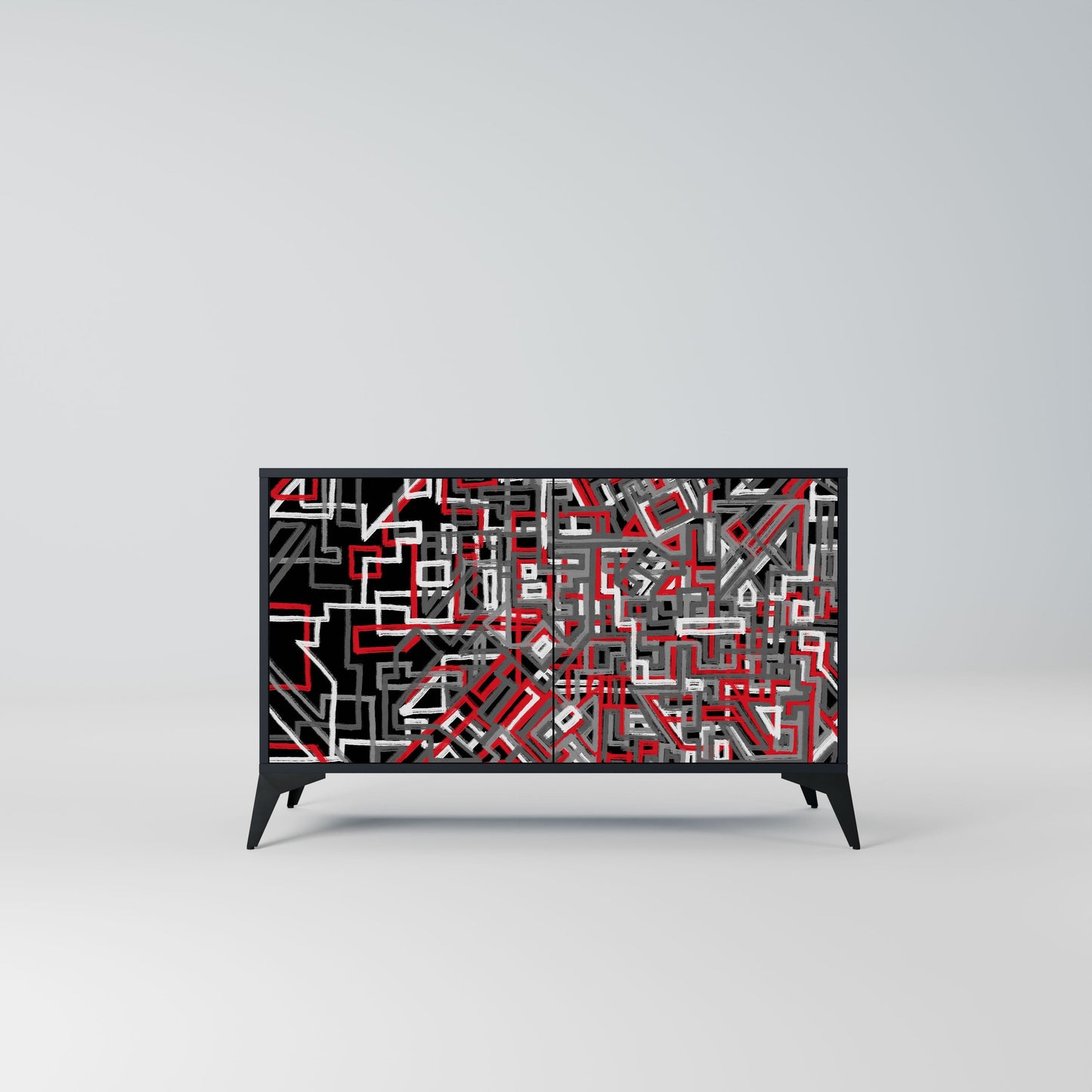 Credenza BROKEN LINES a 2 ante in finitura nera