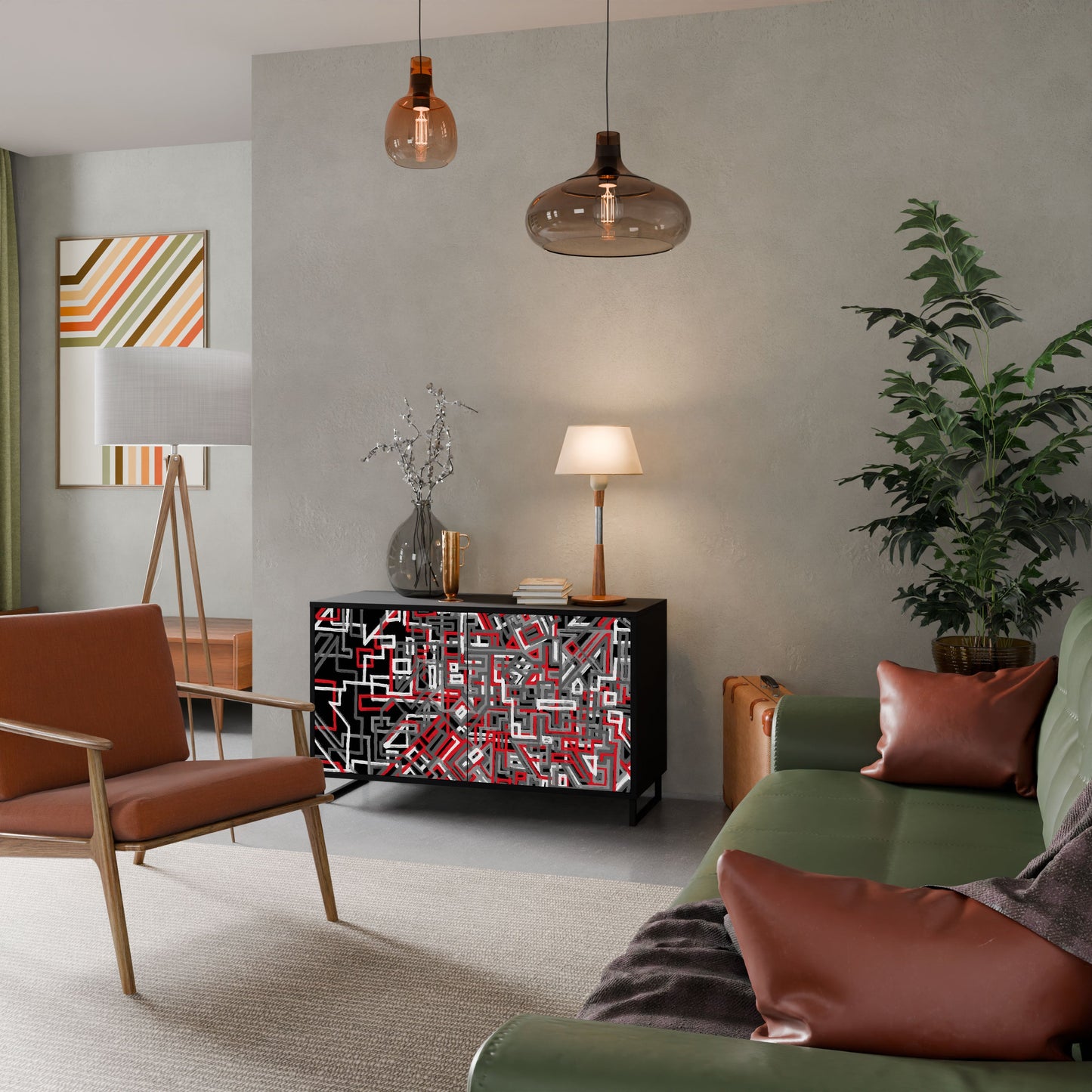 Credenza BROKEN LINES a 2 ante in finitura nera