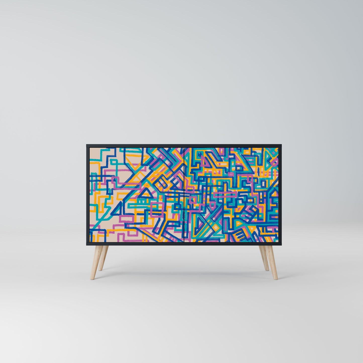 Credenza MEMORIES MAP a 2 ante in finitura nera