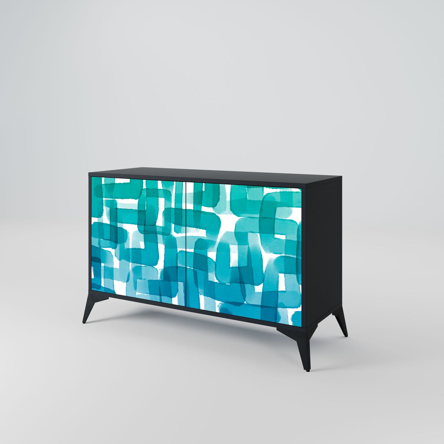 Credenza TURQUOISE RECTANGLES a 2 ante con finitura nera