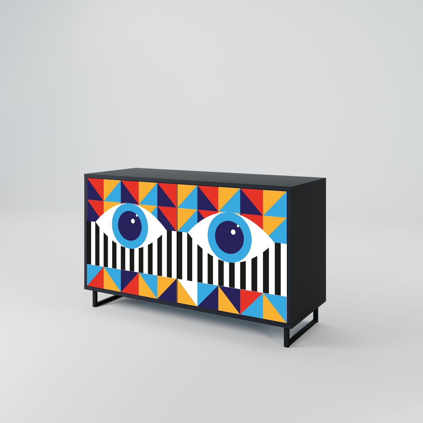 ASTRAZIONE E GEOMETRIA Credenza a 2 ante in finitura nera