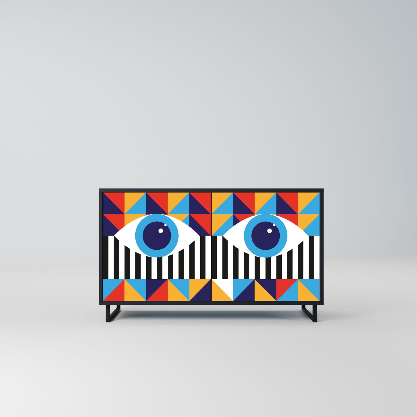 ASTRAZIONE E GEOMETRIA Credenza a 2 ante in finitura nera