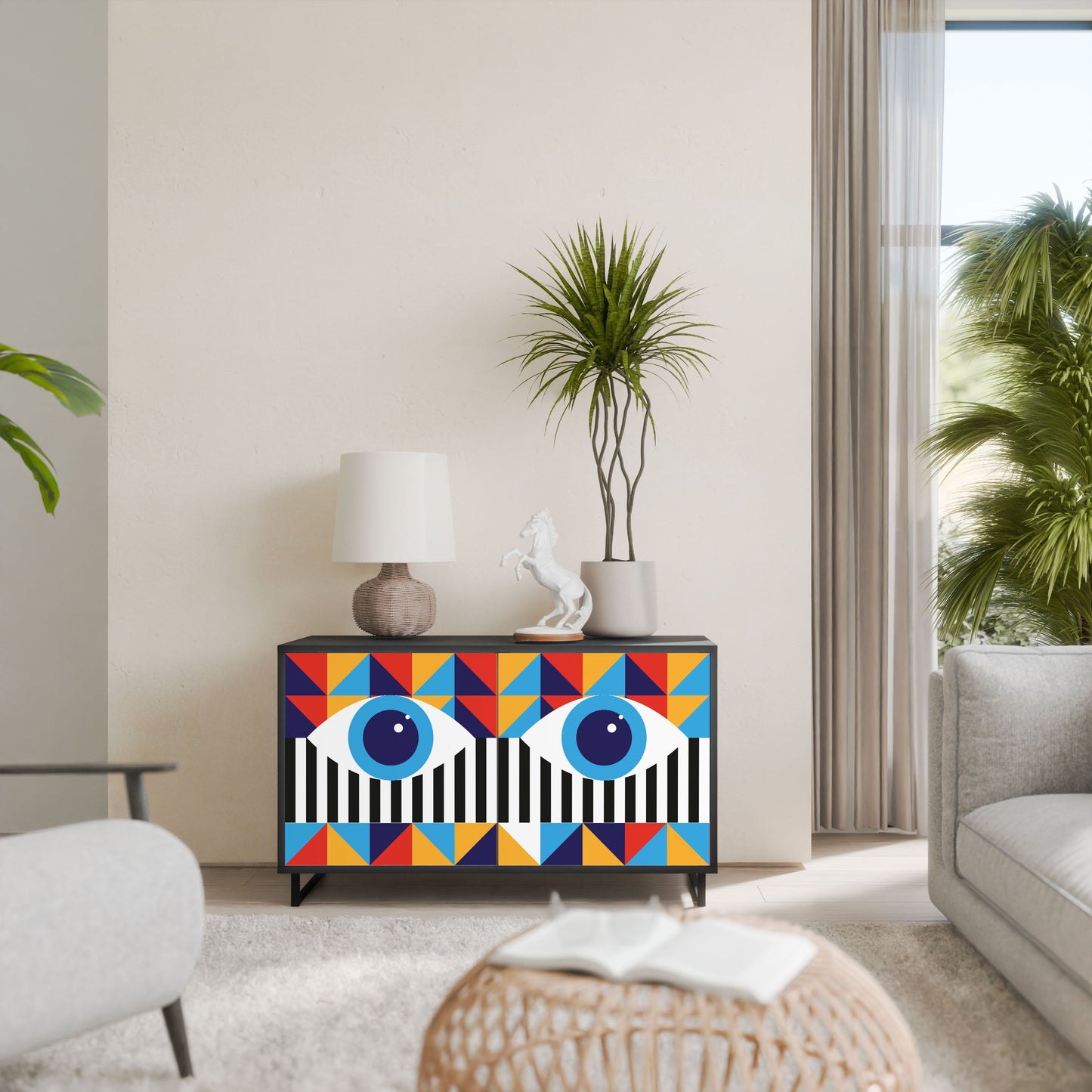 ASTRAZIONE E GEOMETRIA Credenza a 2 ante in finitura nera