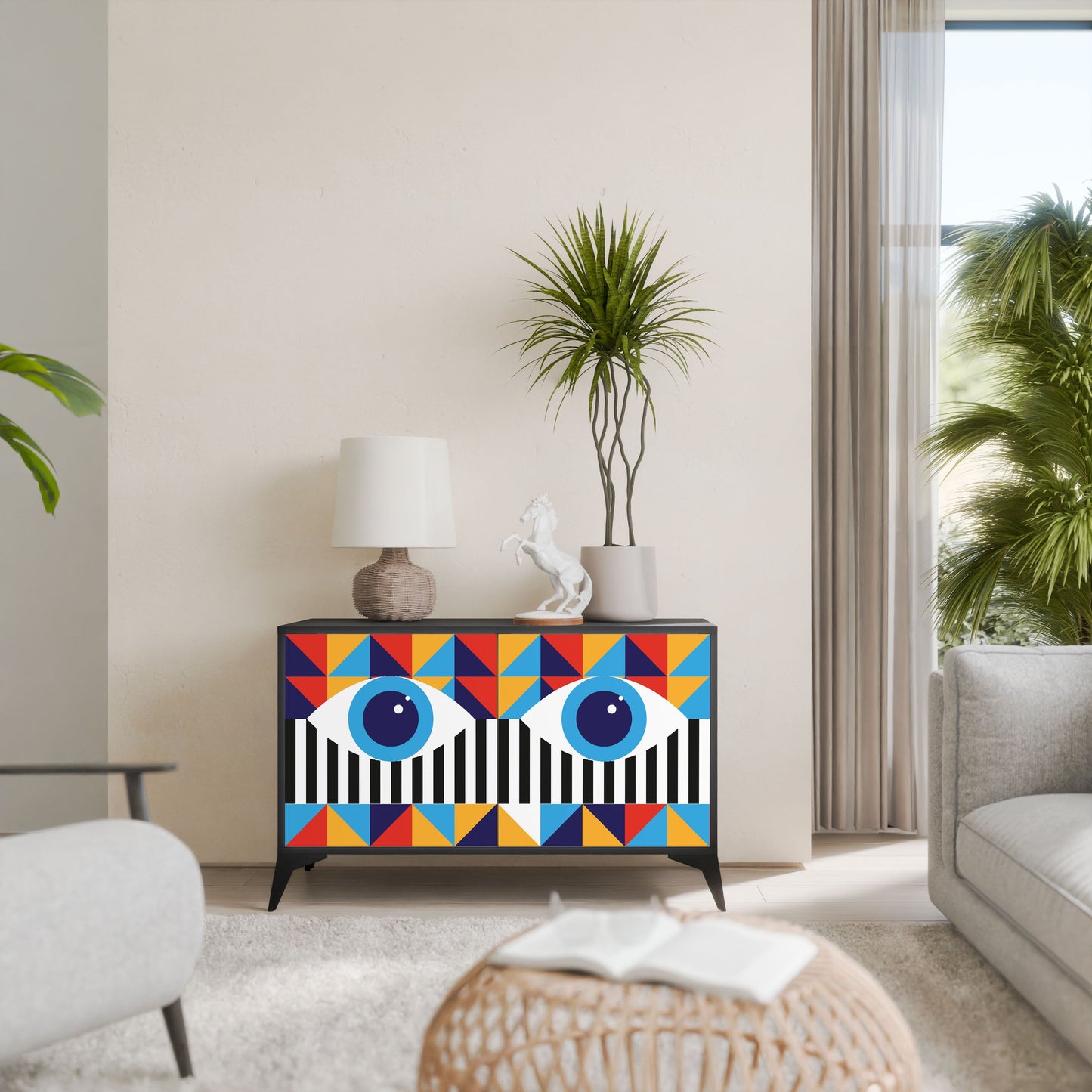ASTRAZIONE E GEOMETRIA Credenza a 2 ante in finitura nera