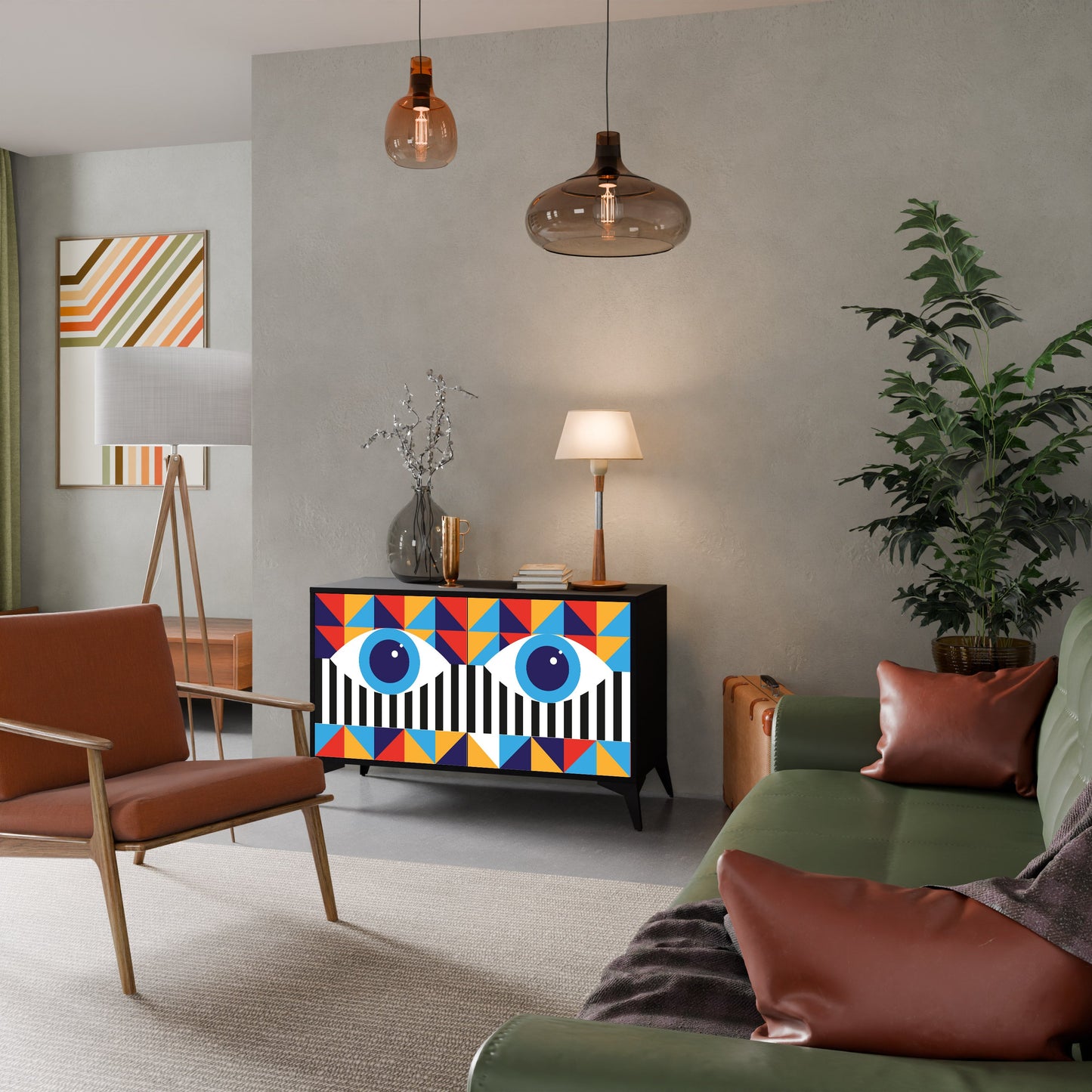 ASTRAZIONE E GEOMETRIA Credenza a 2 ante in finitura nera
