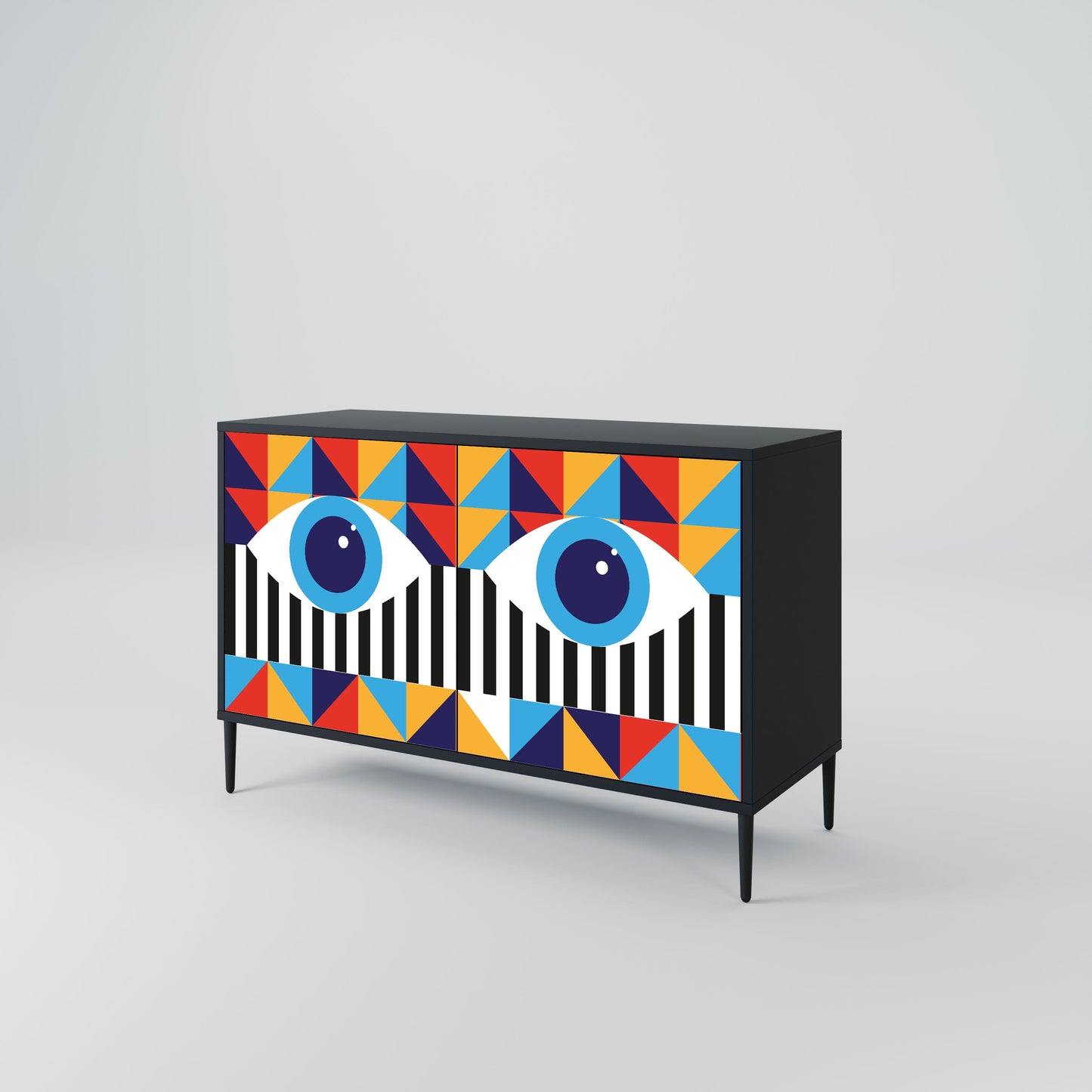 ASTRAZIONE E GEOMETRIA Credenza a 2 ante in finitura nera