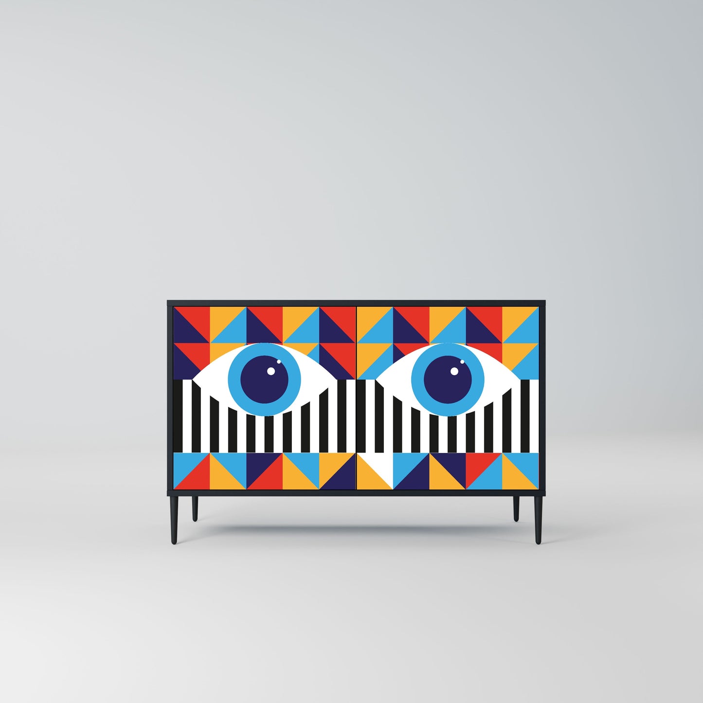 ASTRAZIONE E GEOMETRIA Credenza a 2 ante in finitura nera