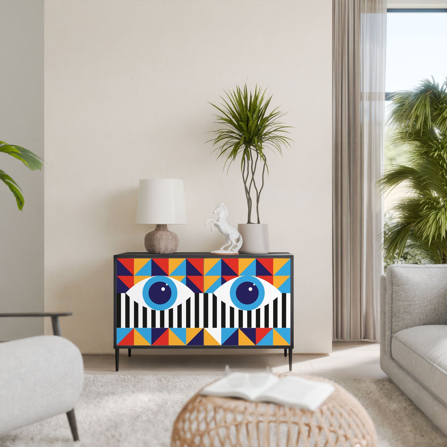 ASTRAZIONE E GEOMETRIA Credenza a 2 ante in finitura nera