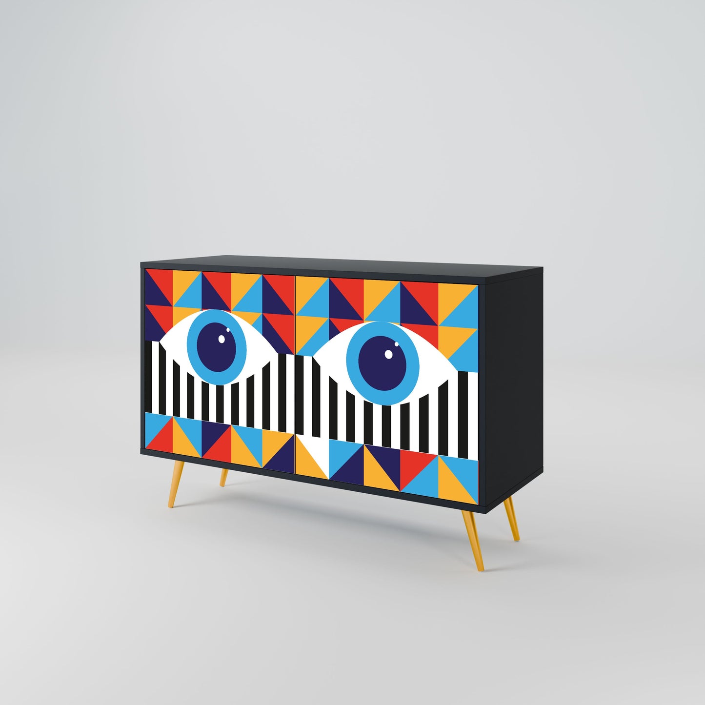 ASTRAZIONE E GEOMETRIA Credenza a 2 ante in finitura nera
