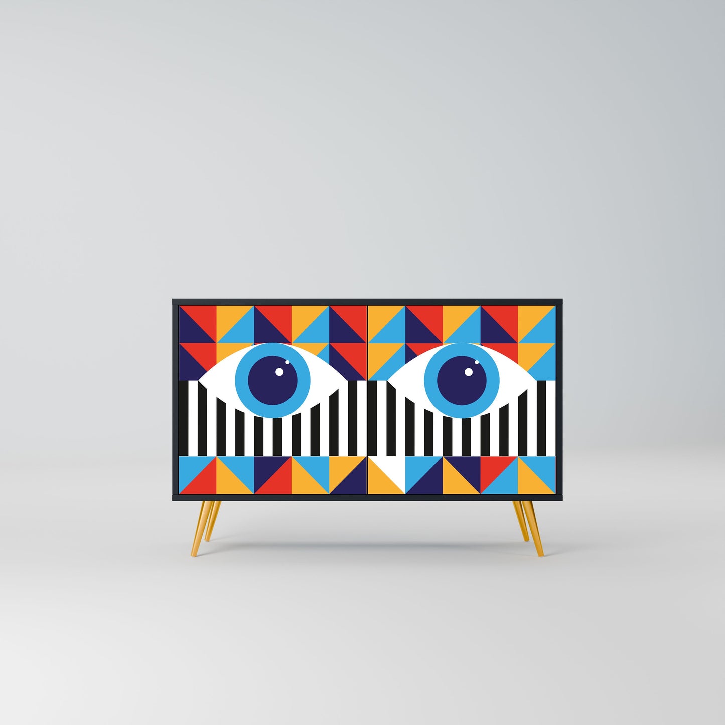 ASTRAZIONE E GEOMETRIA Credenza a 2 ante in finitura nera