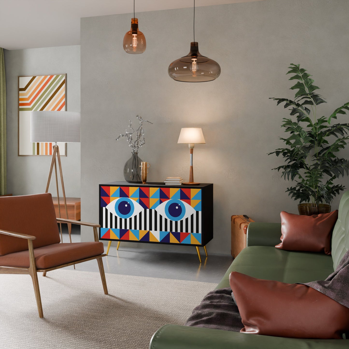ASTRAZIONE E GEOMETRIA Credenza a 2 ante in finitura nera