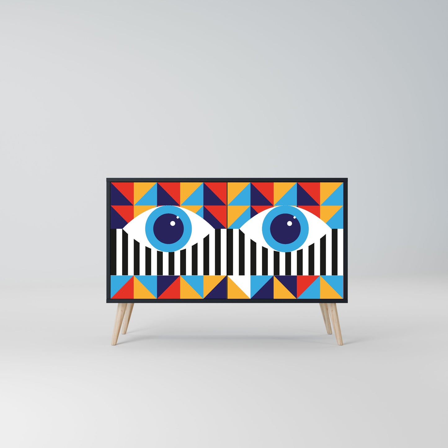 ASTRAZIONE E GEOMETRIA Credenza a 2 ante in finitura nera