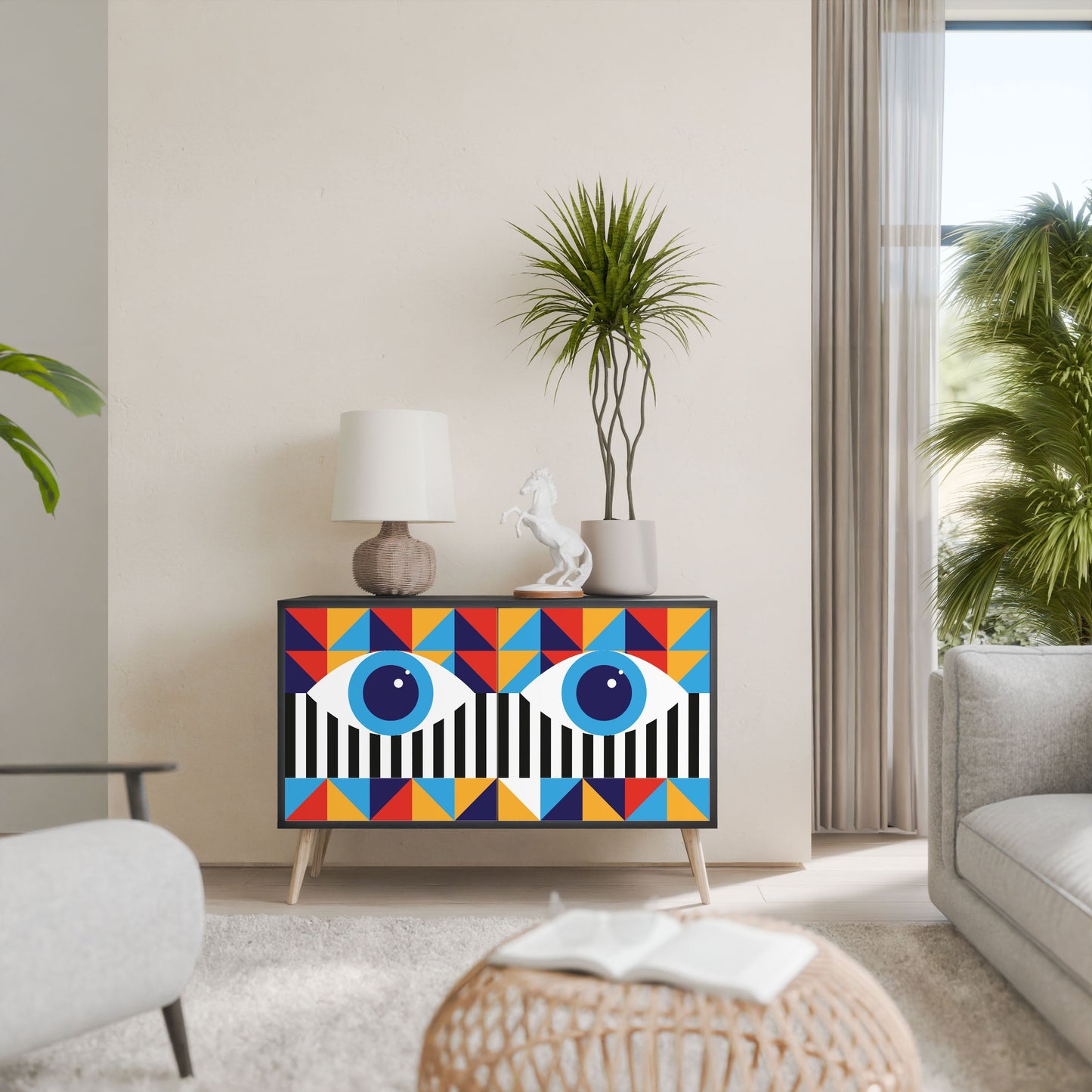 ASTRAZIONE E GEOMETRIA Credenza a 2 ante in finitura nera