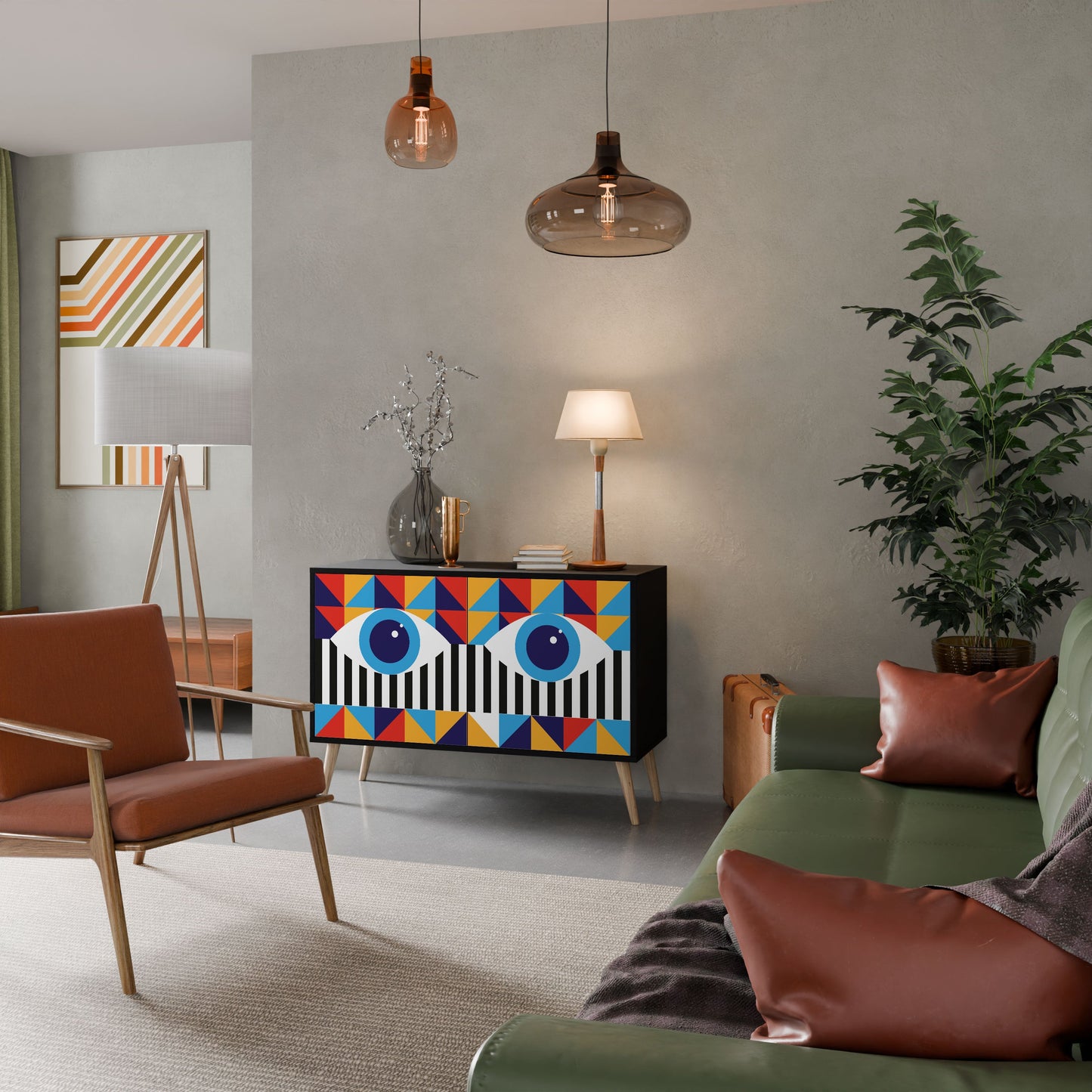 ASTRAZIONE E GEOMETRIA Credenza a 2 ante in finitura nera
